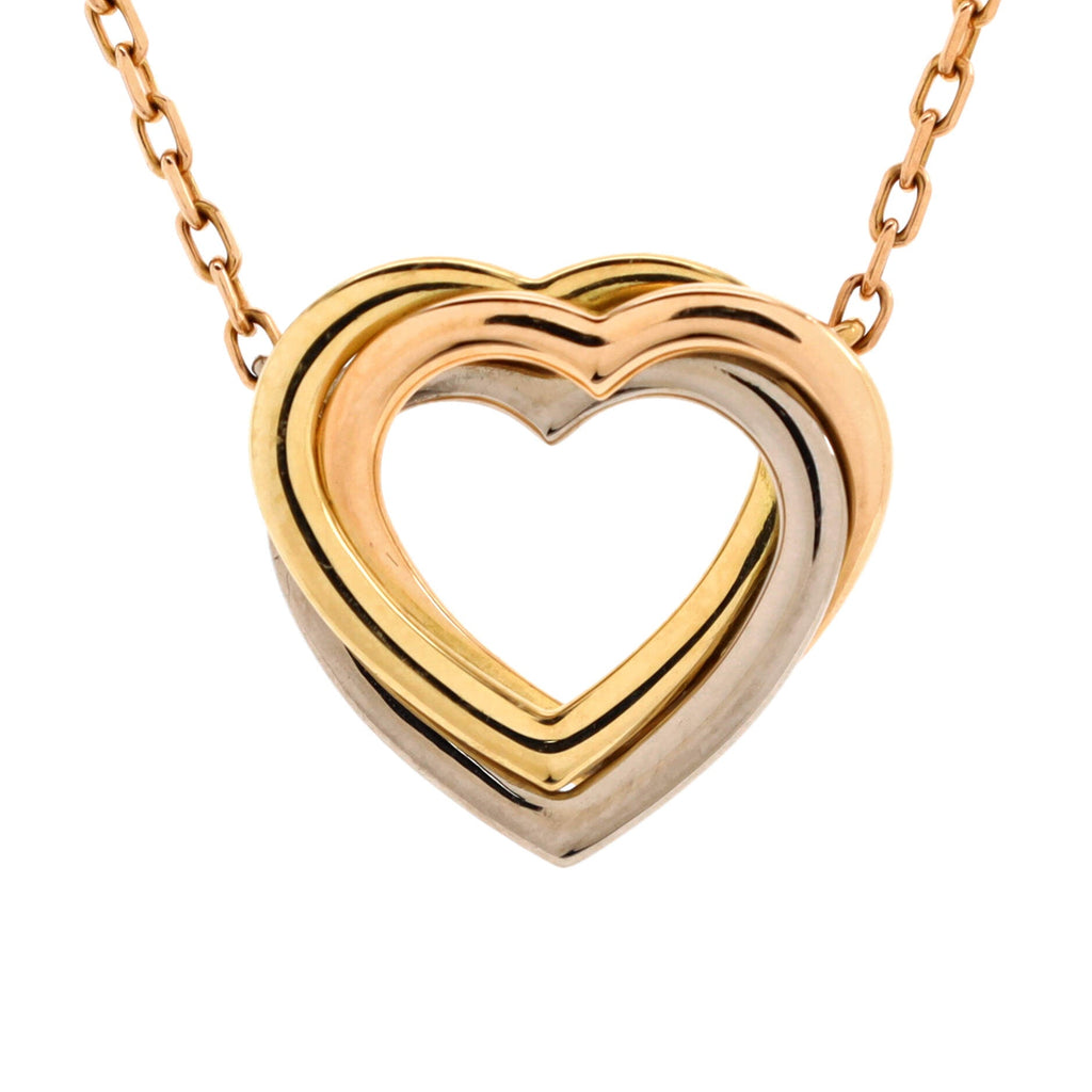 Trinity Heart Pendant Necklace 18K Tricolor Gold