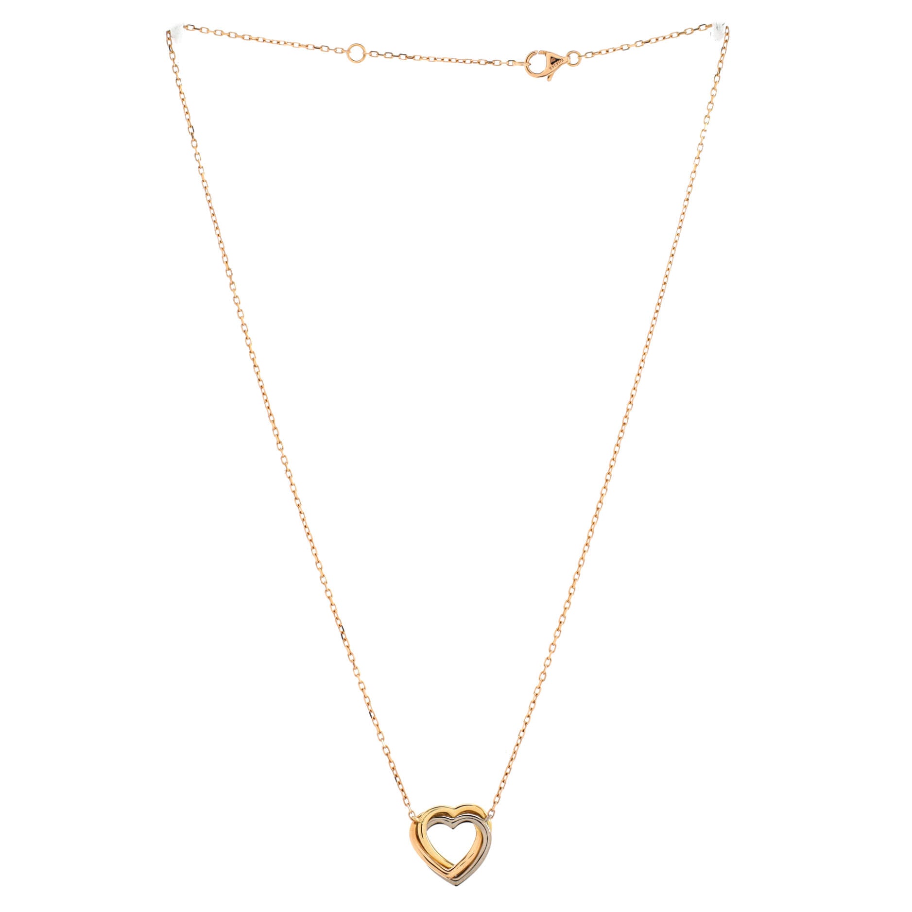 Trinity Heart Pendant Necklace 18K Tricolor Gold