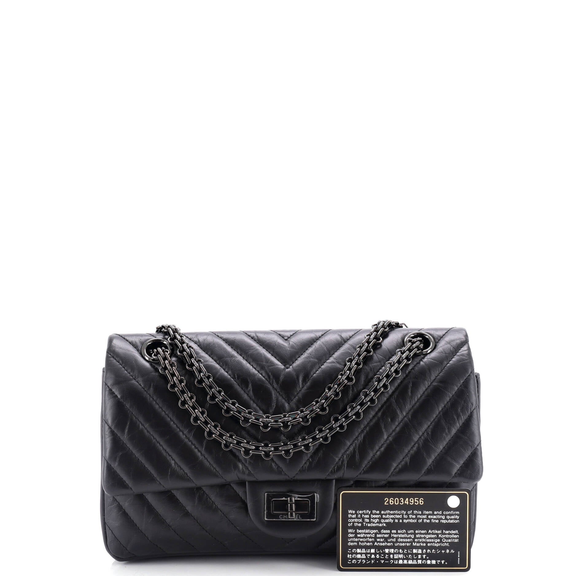 So Black Reissue 2.55 Flap Bag Chevron Aged Calfskin 225