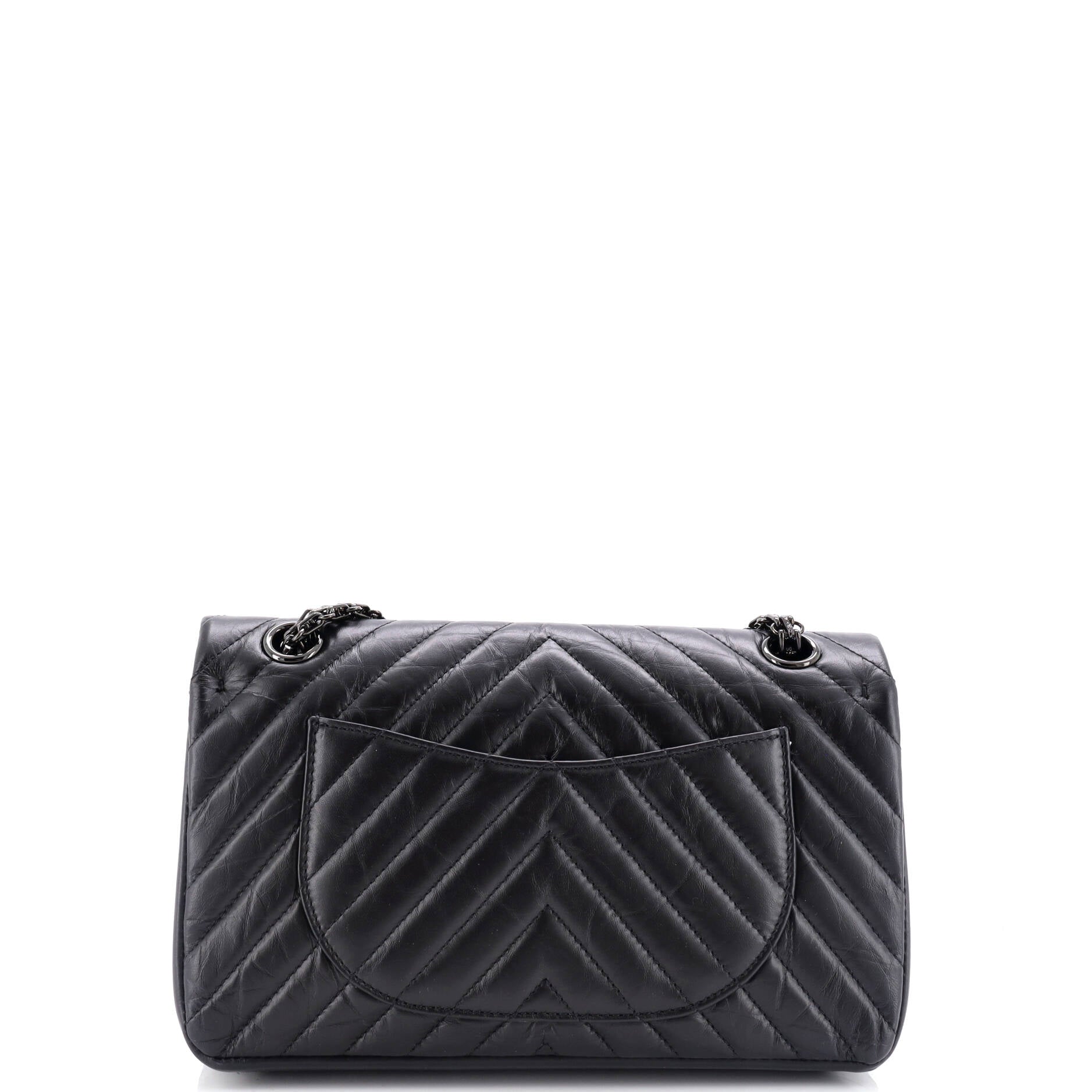 So Black Reissue 2.55 Flap Bag Chevron Aged Calfskin 225