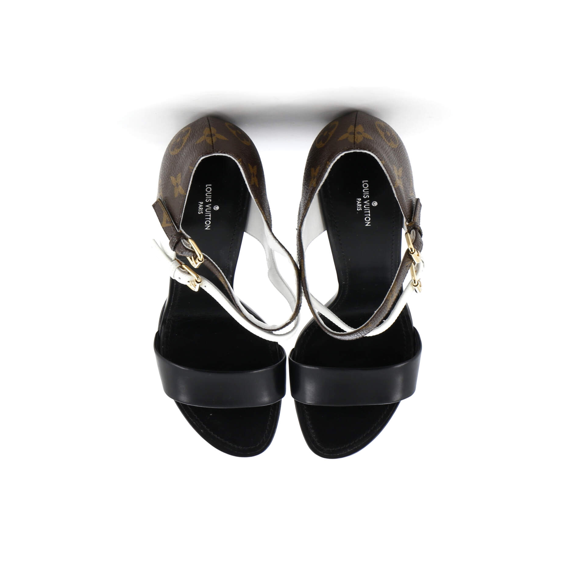 Women's Tricolor Heeled Sandals Monogram Canvas and Leather