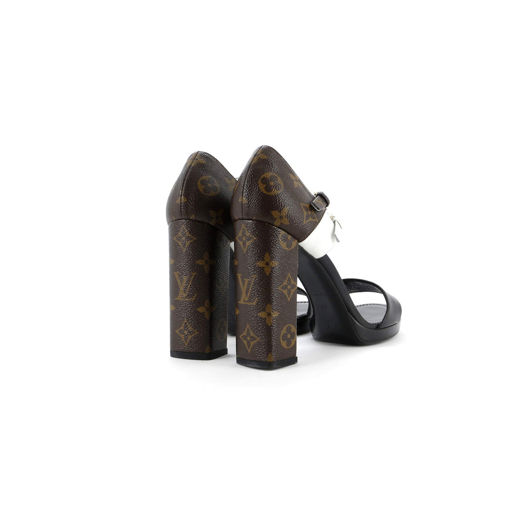 Women's Tricolor Heeled Sandals Monogram Canvas and Leather