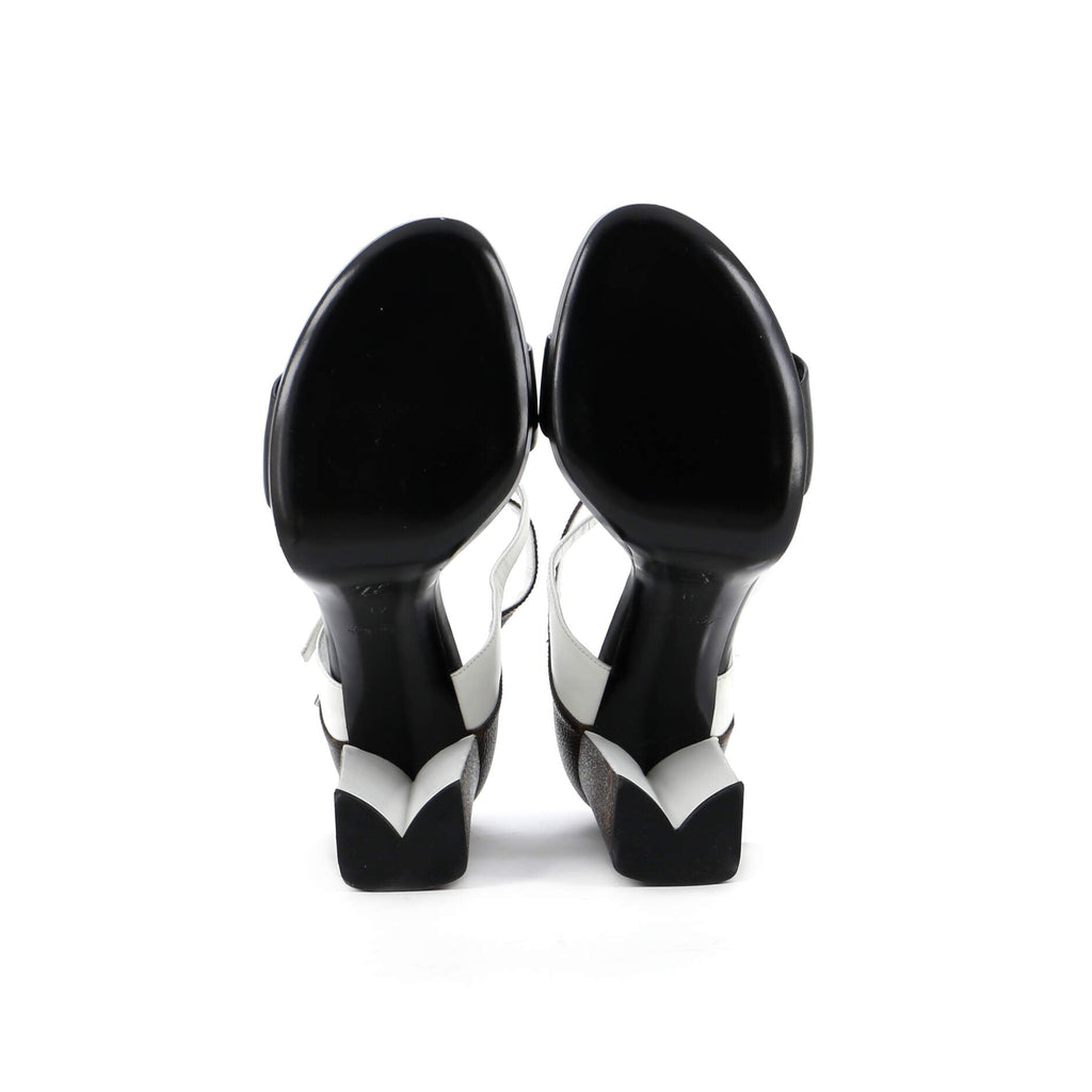 Women's Tricolor Heeled Sandals Monogram Canvas and Leather