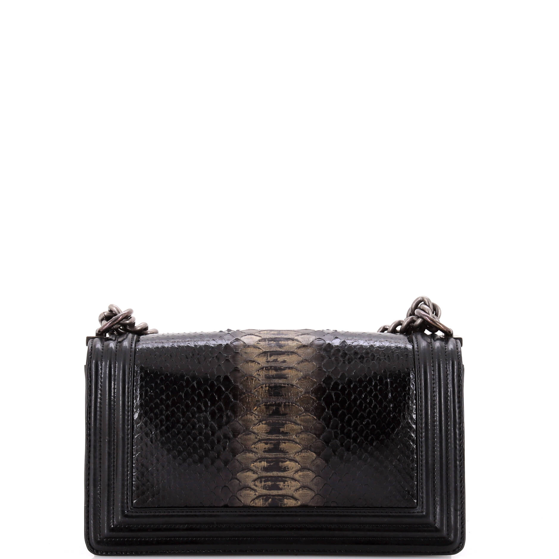 Boy Flap Bag Python and Patent Old Medium