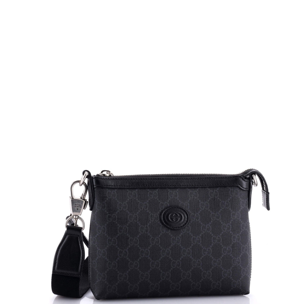 Interlocking G Patch Wristlet Messenger Bag GG Coated Canvas Medium