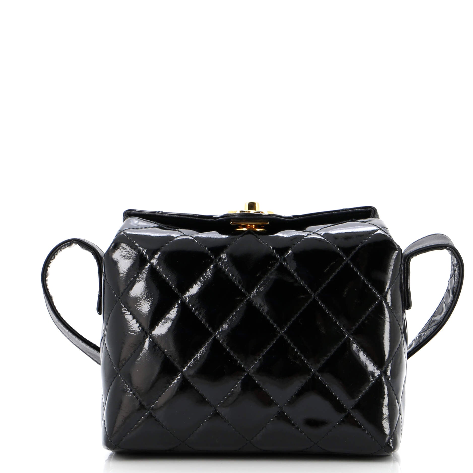 Vintage CC Turnlock Box Bag Quilted Patent Mini