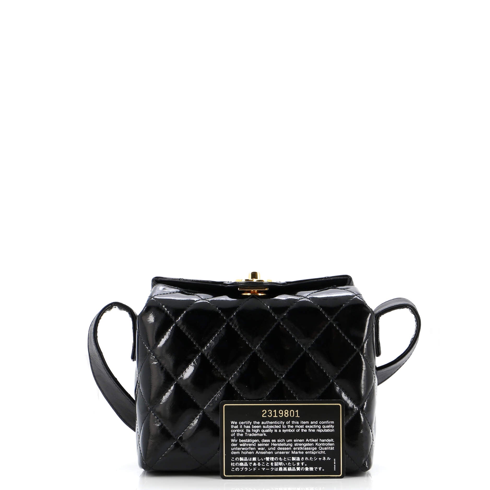 Vintage CC Turnlock Box Bag Quilted Patent Mini