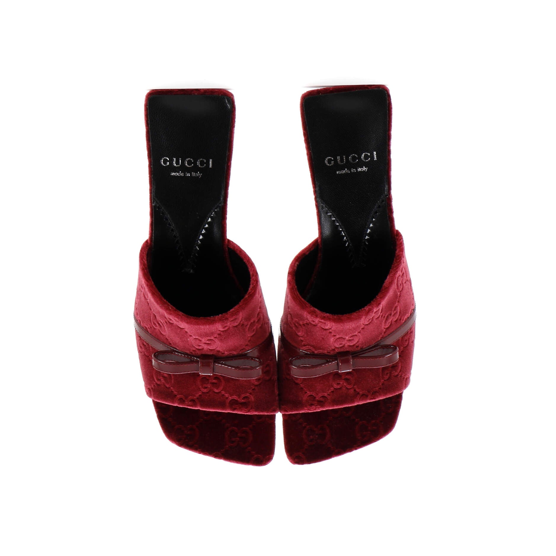 Women's Bow Slide Heeled Sandals GG Velvet
