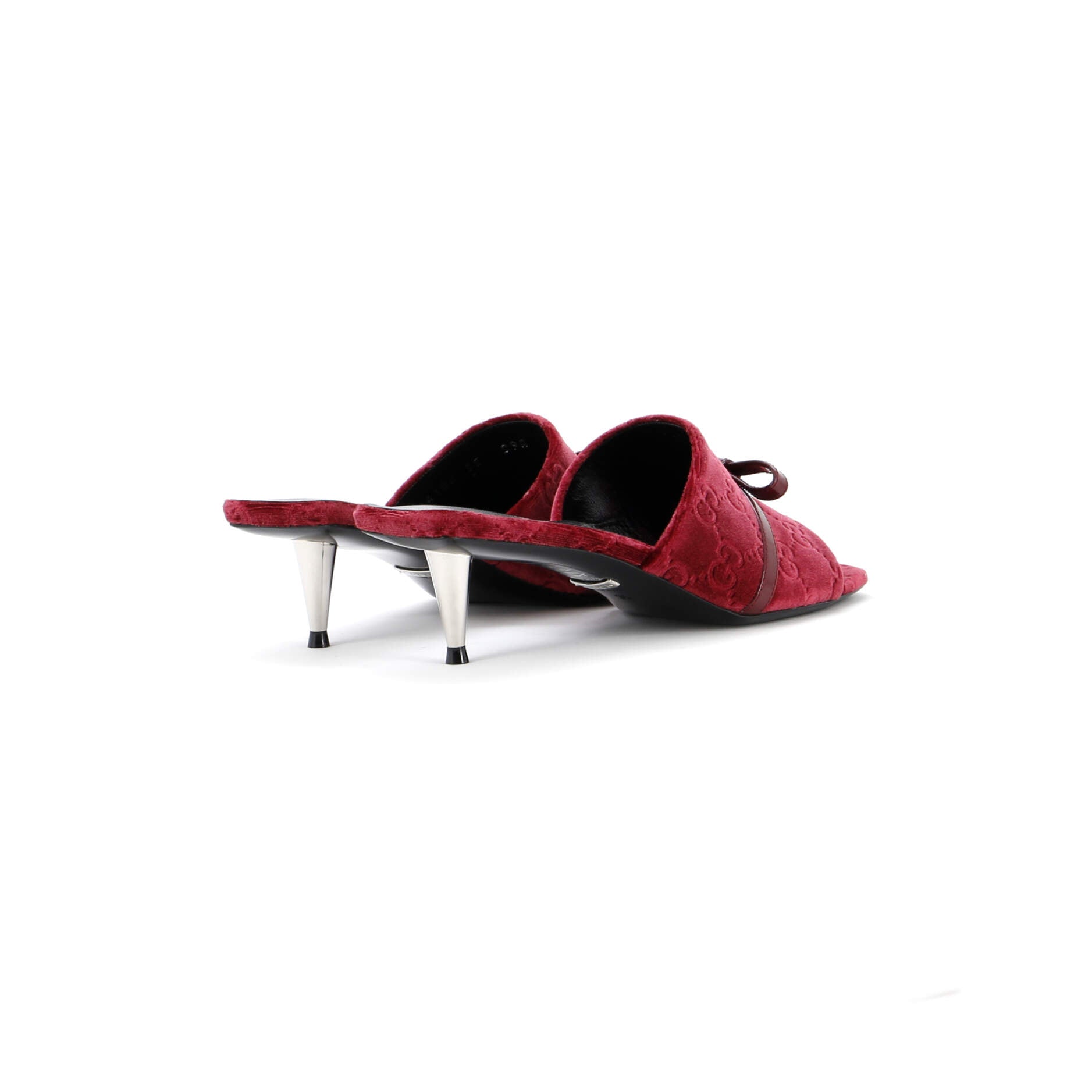 Women's Bow Slide Heeled Sandals GG Velvet