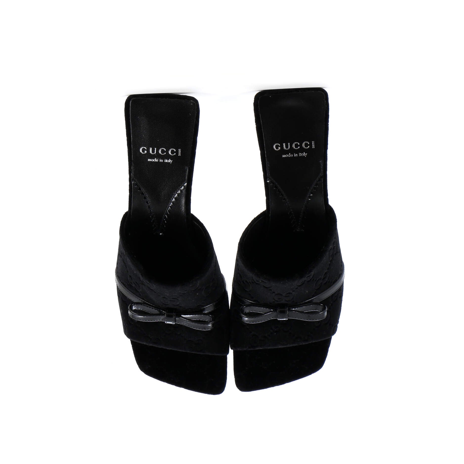 Women's Bow Slide Heeled Sandals GG Velvet