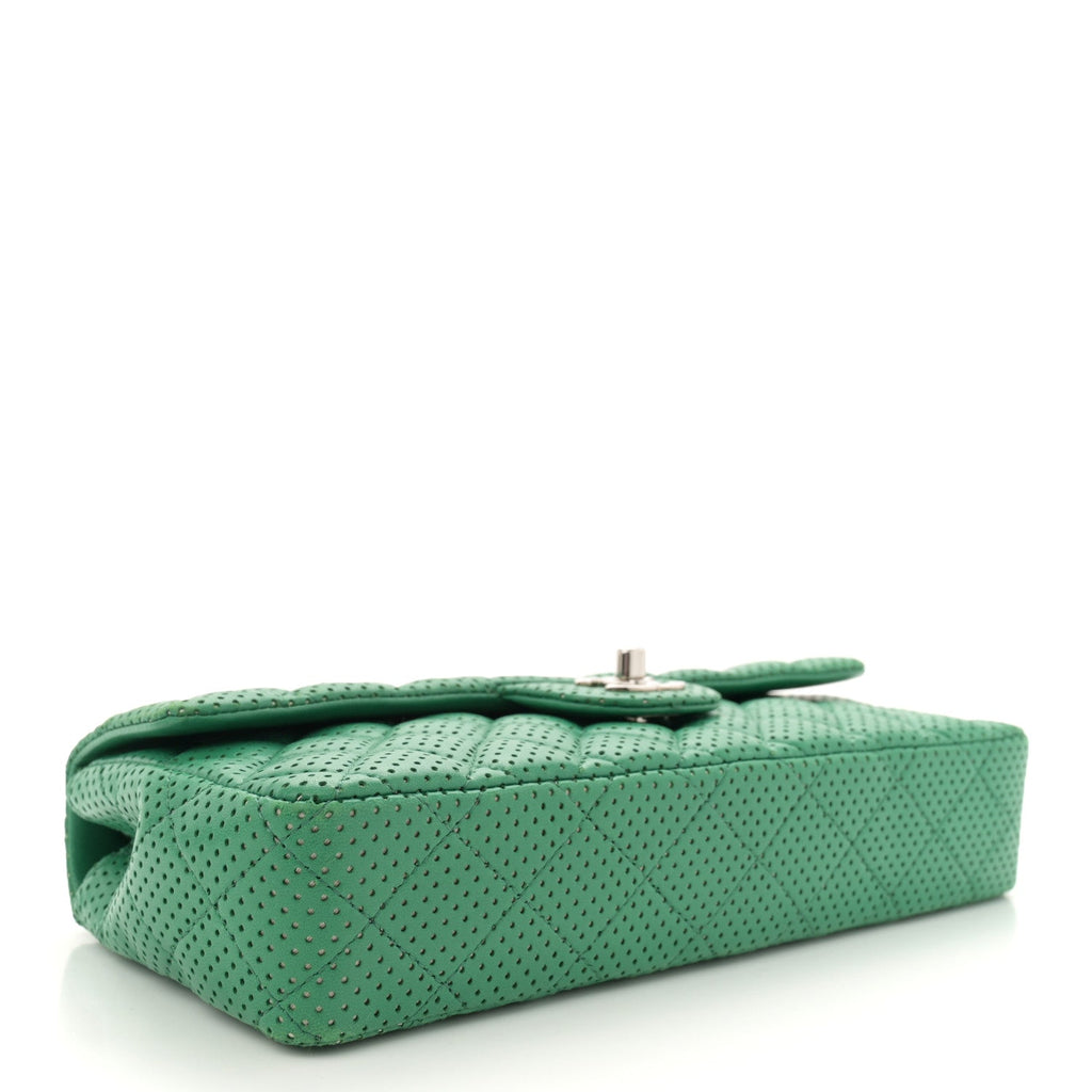 Lambskin Perforated East West Flap Green