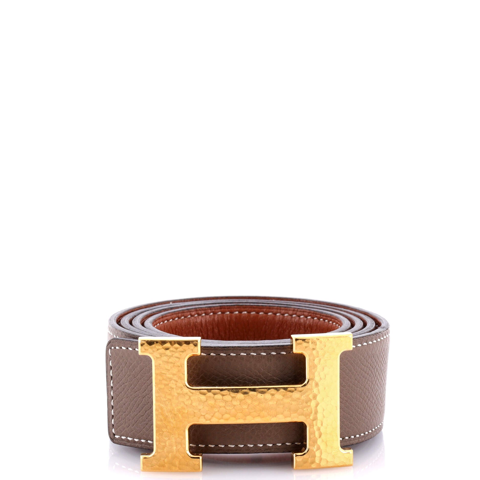 Constance Martelee H Reversible Belt Leather with Hammered Hardware Medium 80