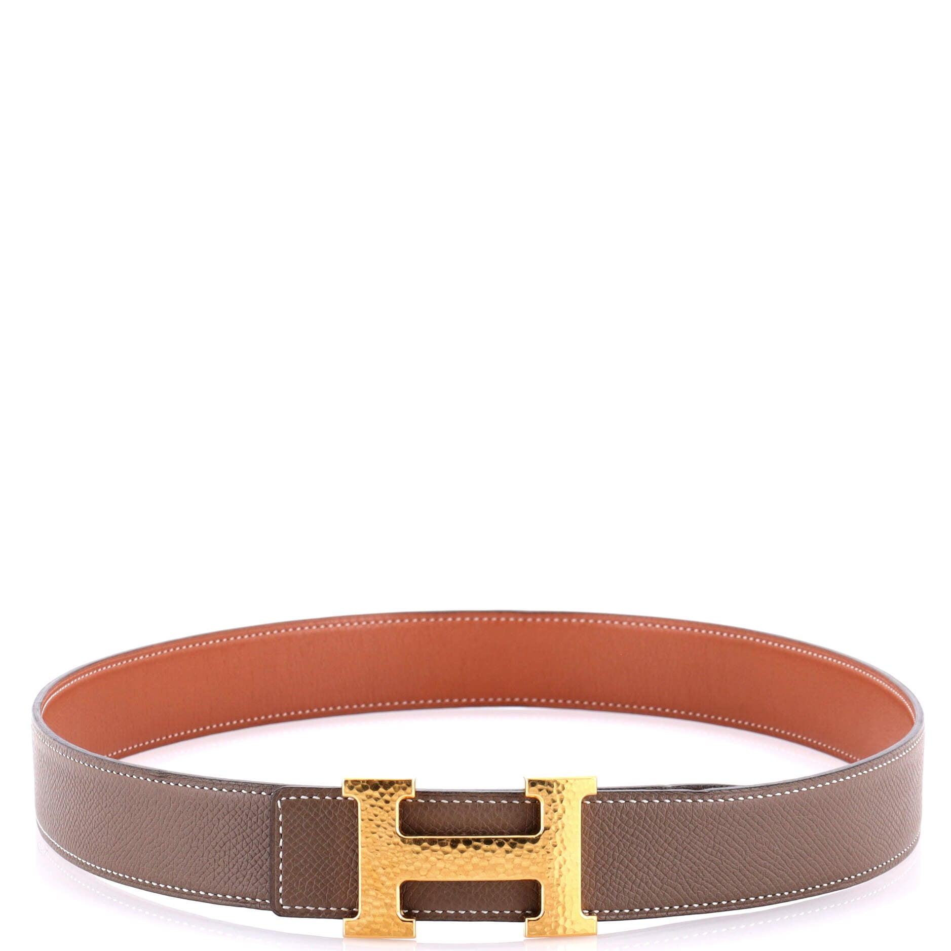 Constance Martelee H Reversible Belt Leather with Hammered Hardware Medium 80