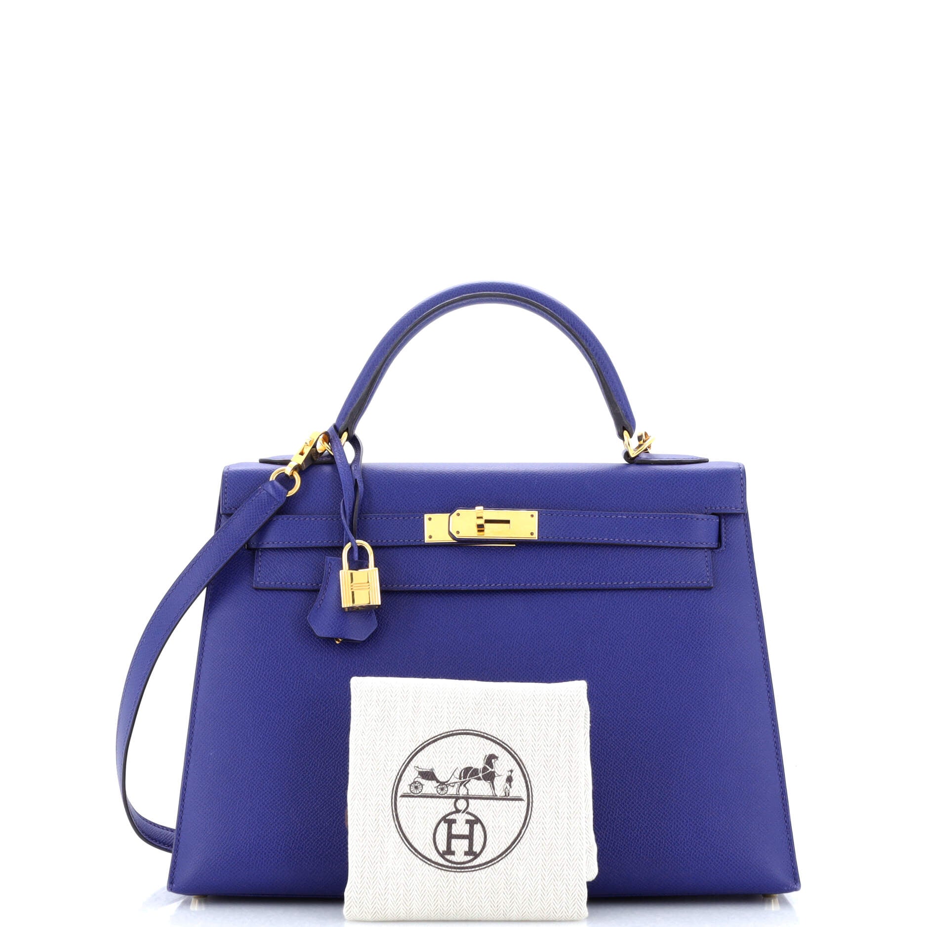 Kelly Handbag Bleu Electrique Epsom with Gold Hardware 32
