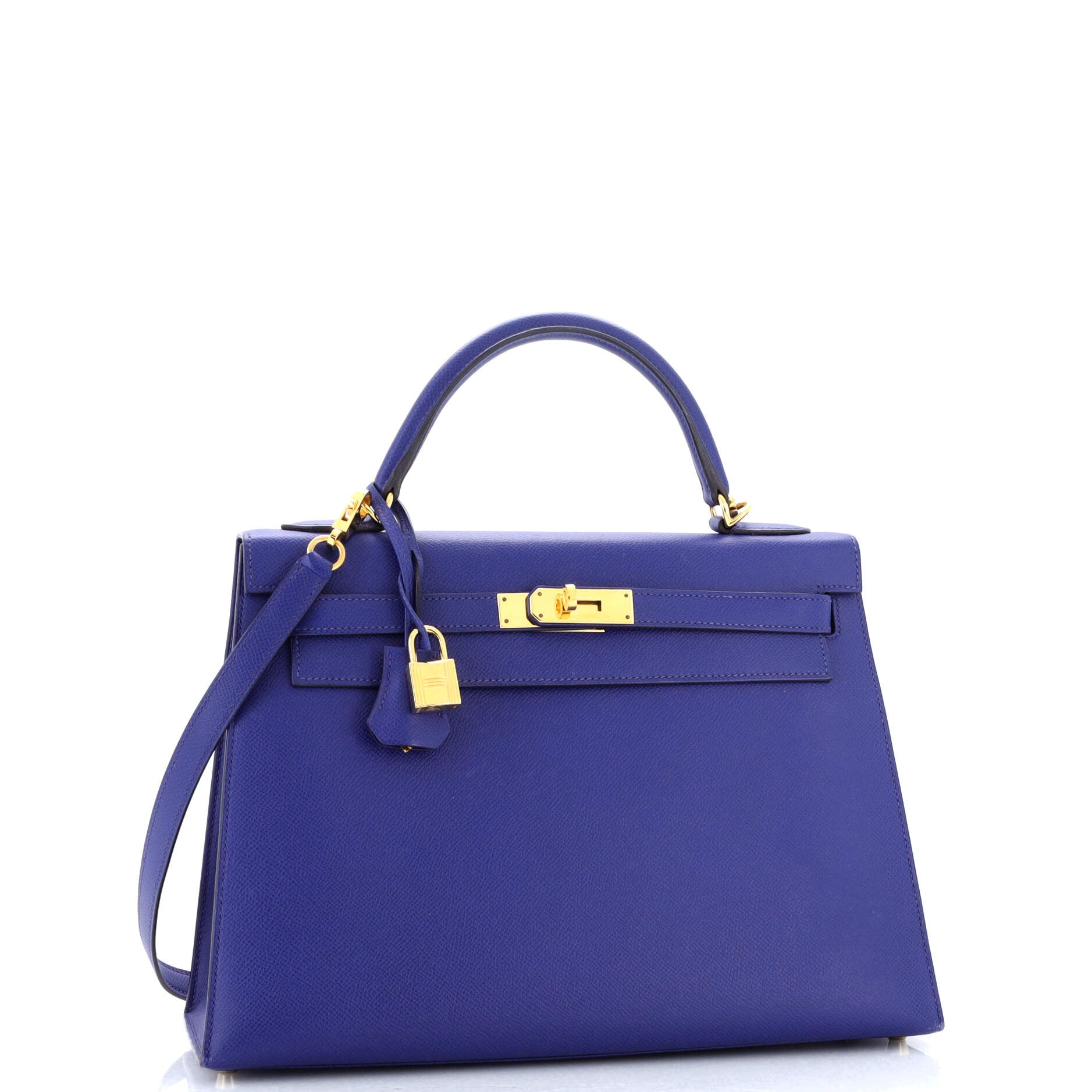 Kelly Handbag Bleu Electrique Epsom with Gold Hardware 32