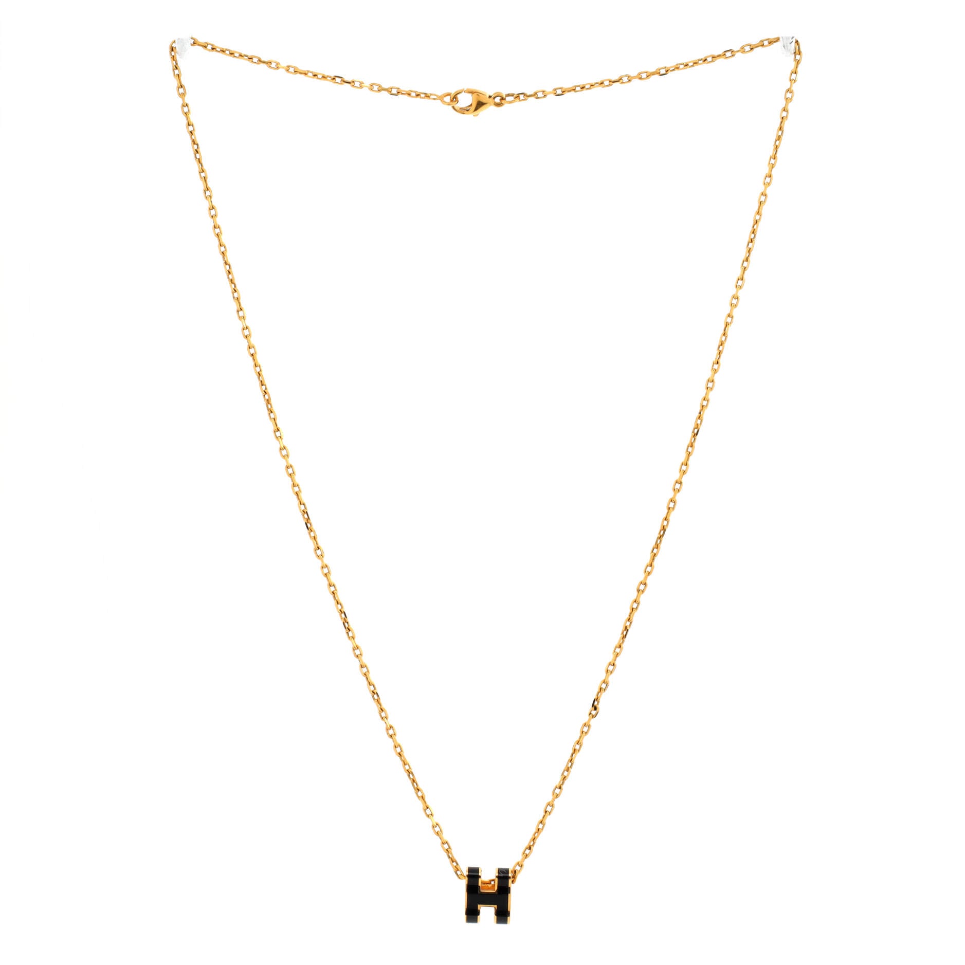 Pop H Pendant Chain Necklace Metal and Enamel Mini