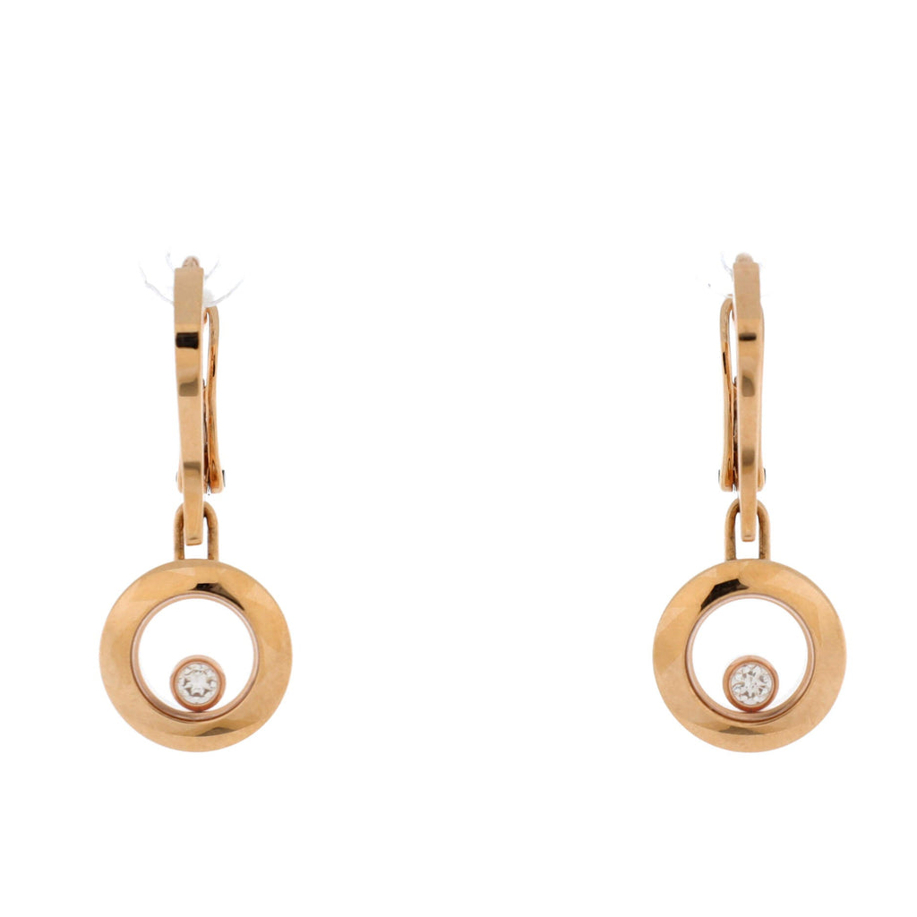 Happy Diamonds Icon Round Drop Hook Earrings 18K Rose Gold with Floating Diamonds