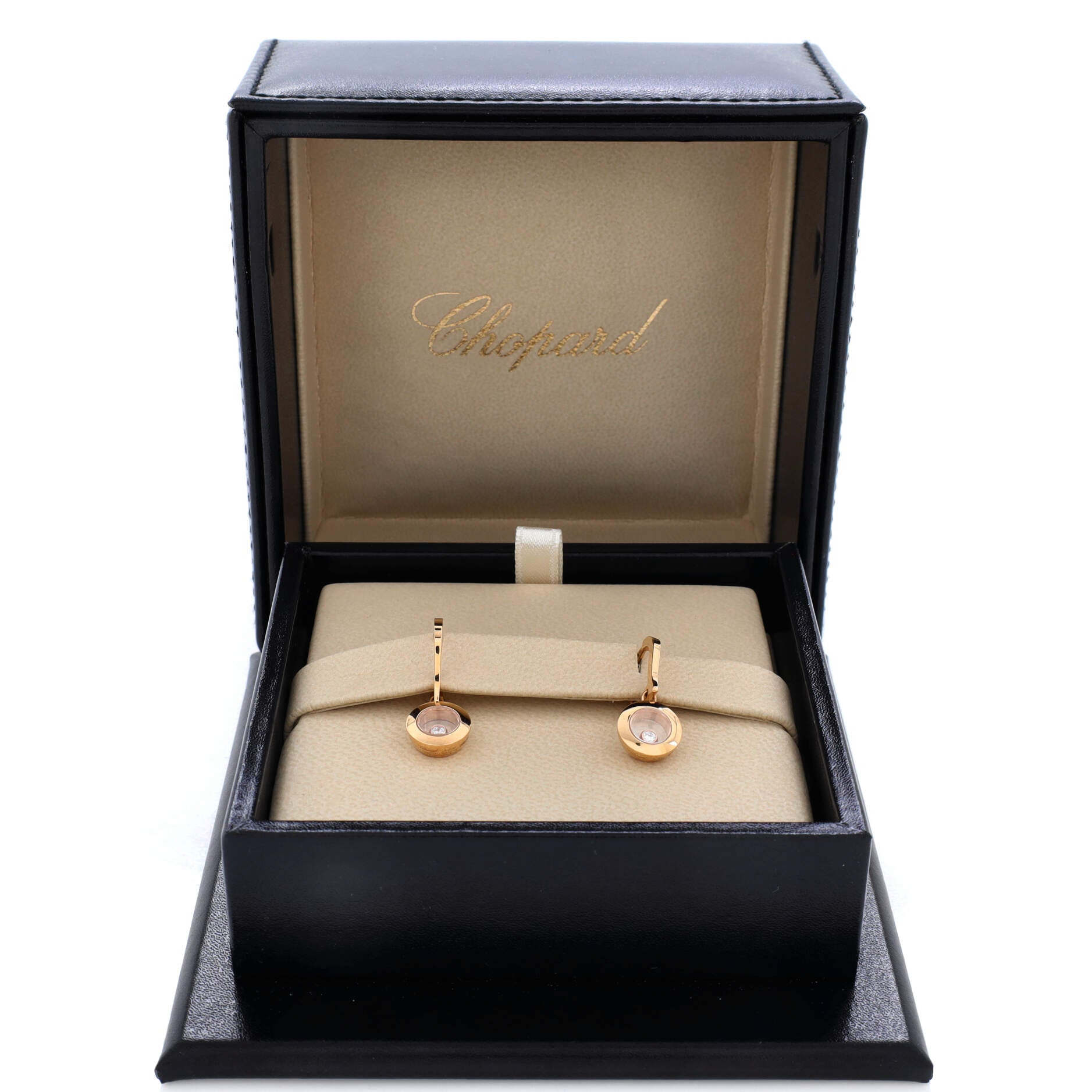 Happy Diamonds Icon Round Drop Hook Earrings 18K Rose Gold with Floating Diamonds