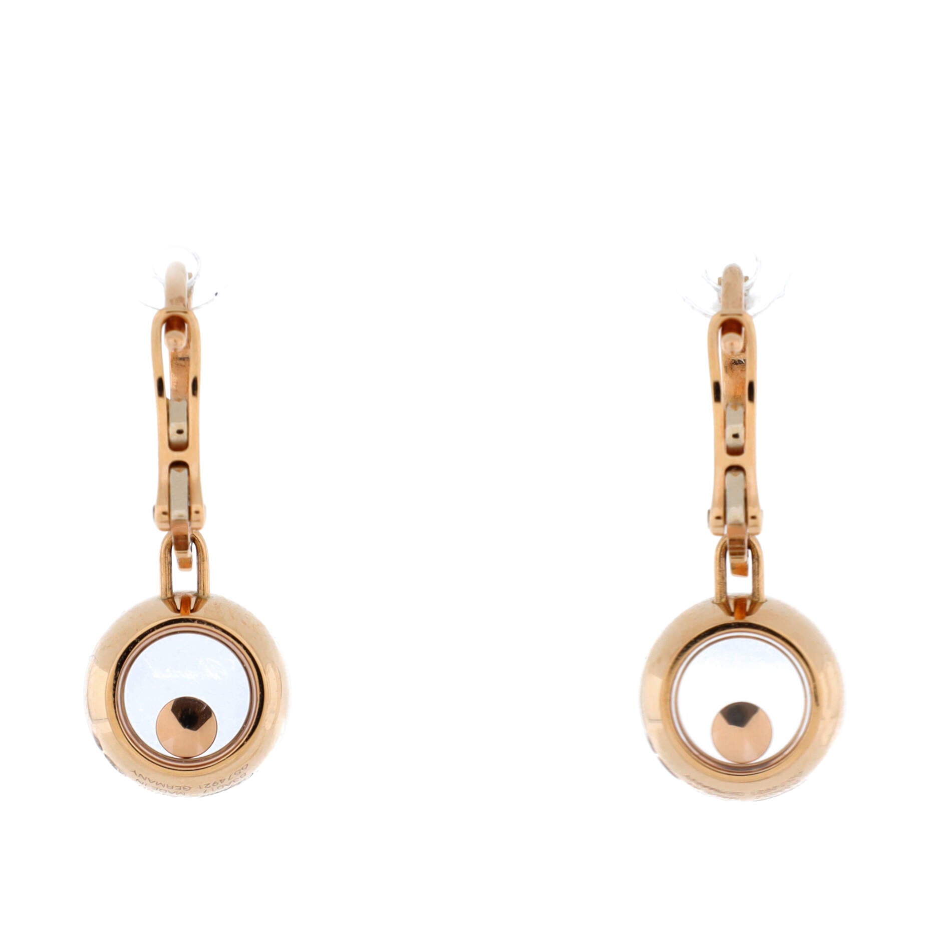 Happy Diamonds Icon Round Drop Hook Earrings 18K Rose Gold with Floating Diamonds