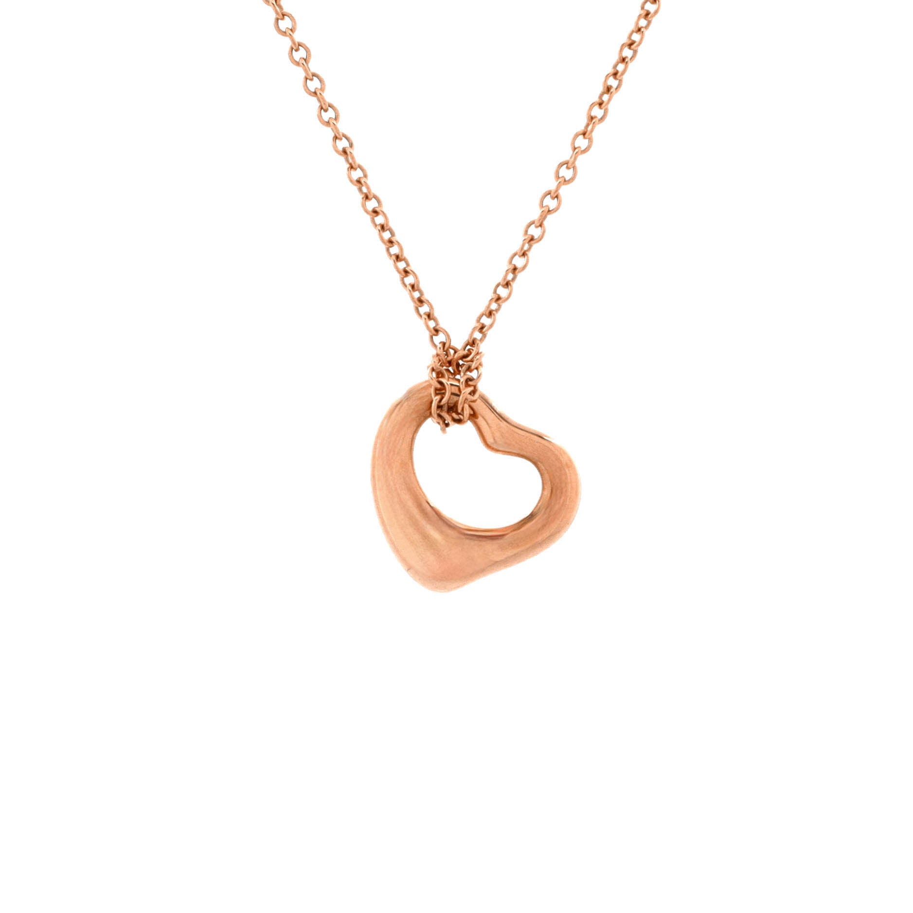 Elsa Peretti Open Heart Pendant Necklace 18K Rose Gold 11mm