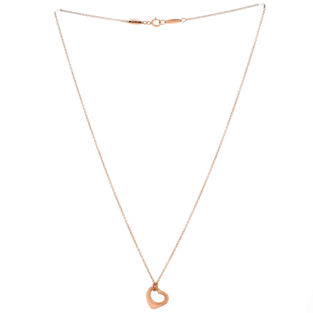 Elsa Peretti Open Heart Pendant Necklace 18K Rose Gold 11mm