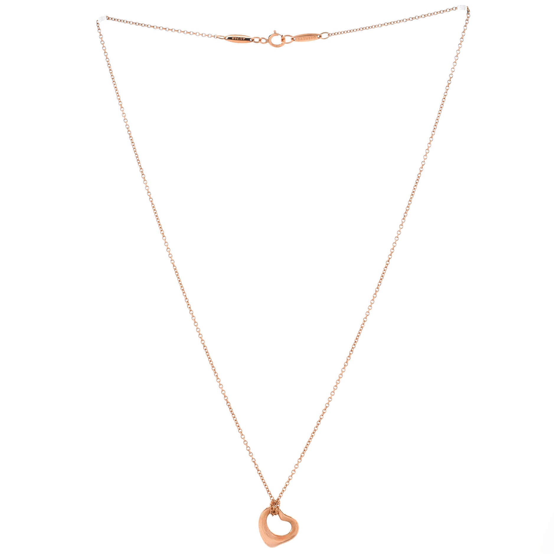 Elsa Peretti Open Heart Pendant Necklace 18K Rose Gold 11mm