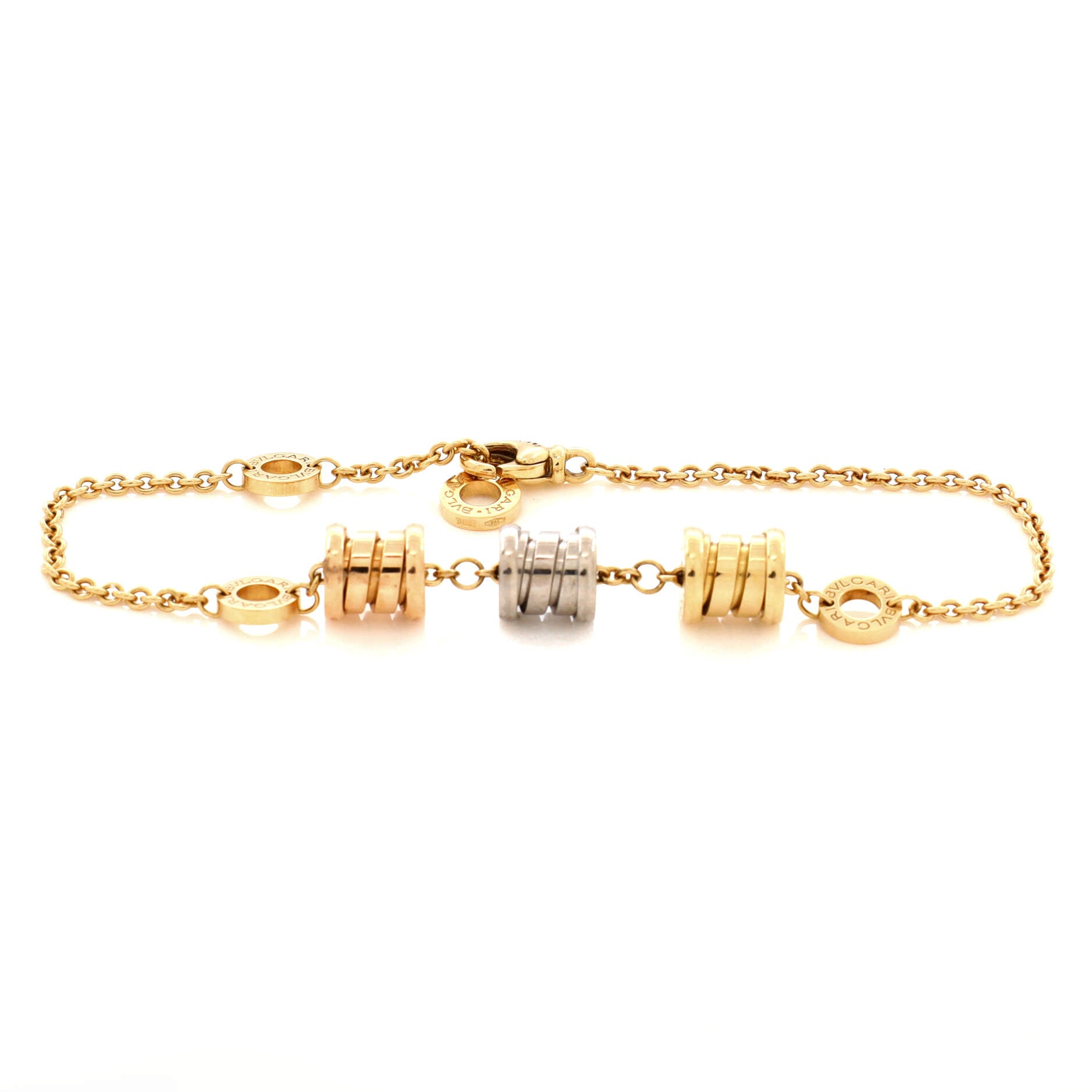 B.Zero1 Three Station Soft Bracelet 18K Tricolor Gold