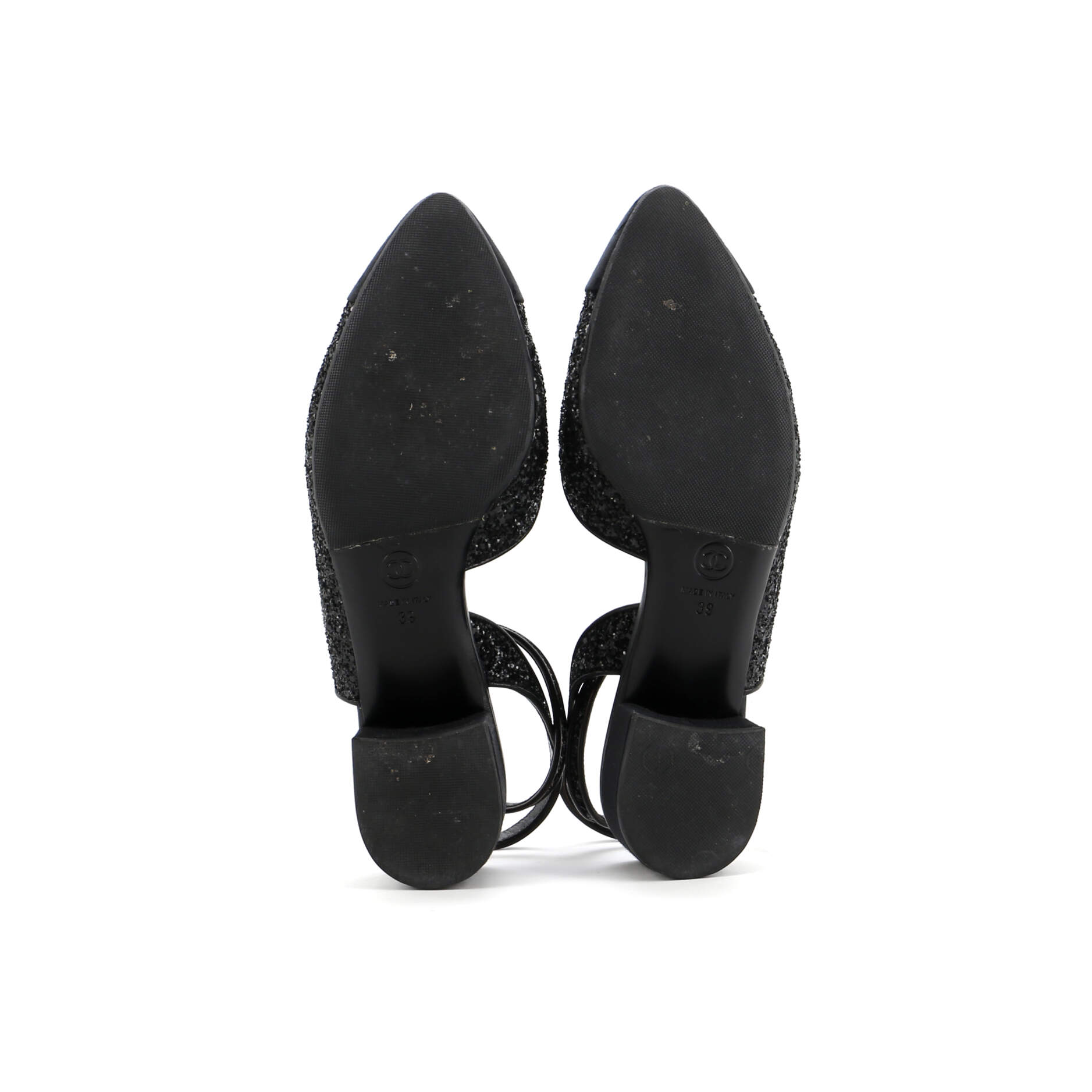 Women's CC Cap Toe Ankle Strap Slingback Pumps Glitter Leather with Grosgrain