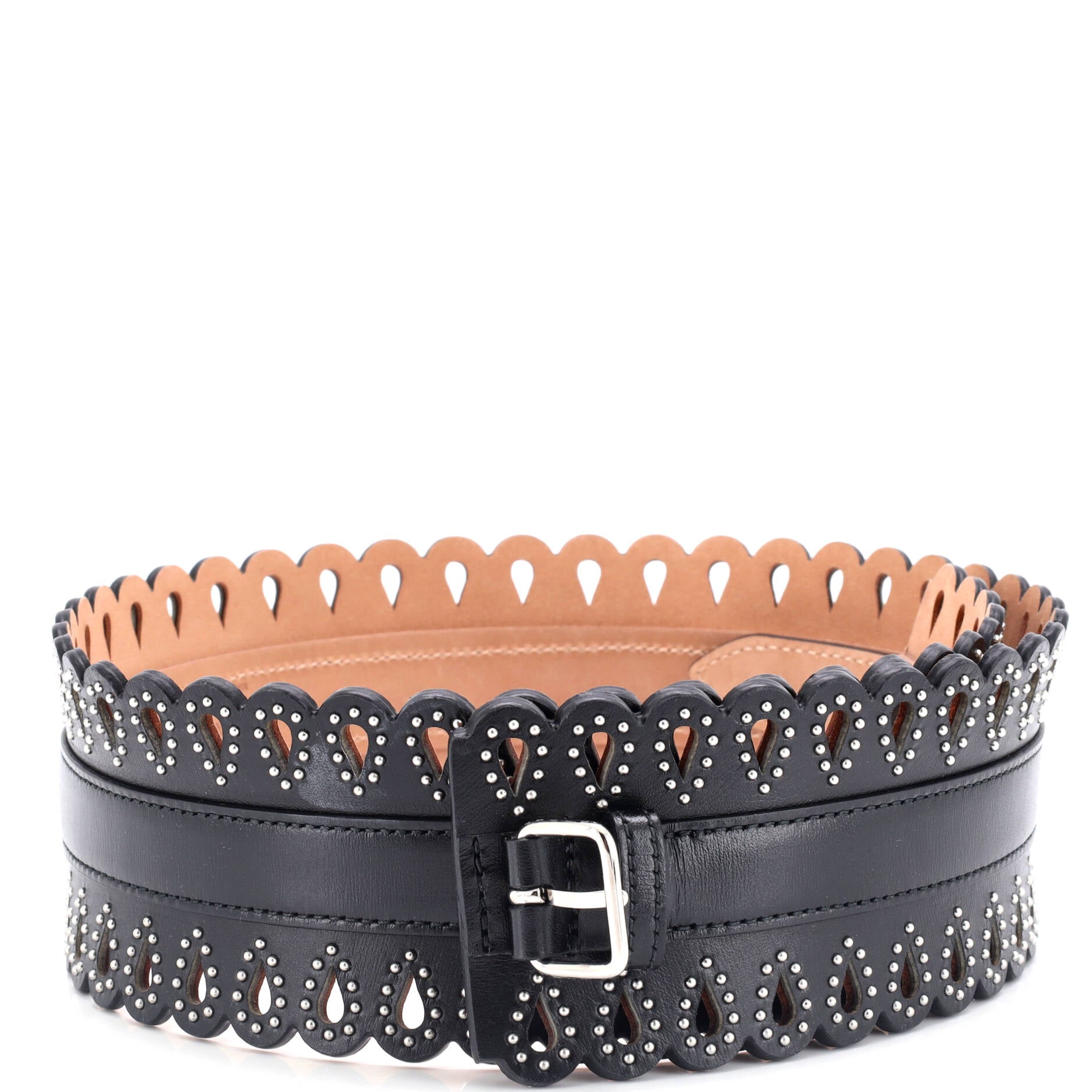 Waist Belt Laser Cut Leather Wide