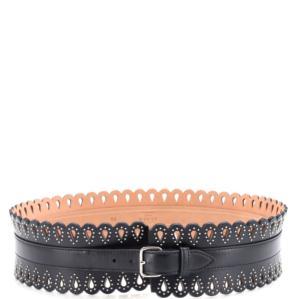 Waist Belt Laser Cut Leather Wide
