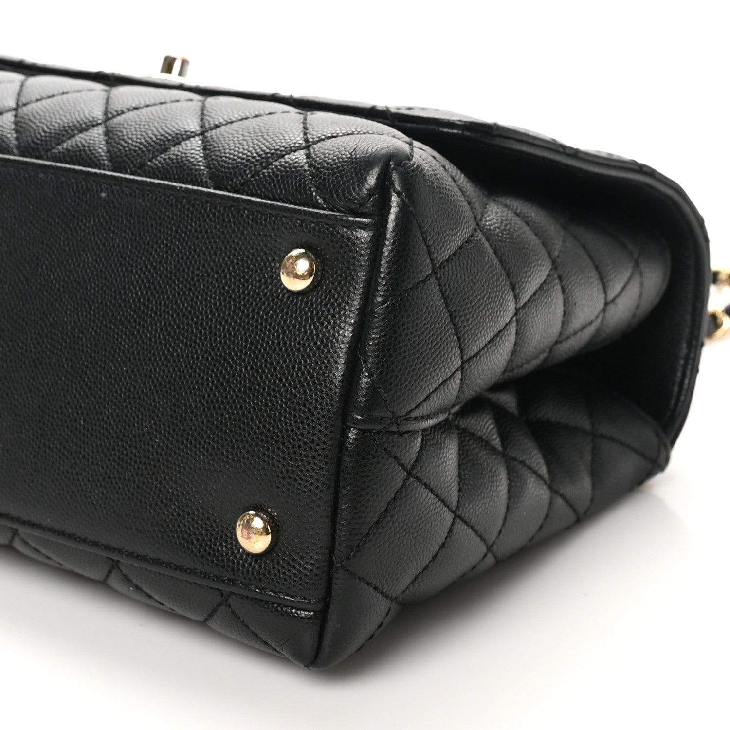Caviar Quilted Small Coco Handle Flap Black