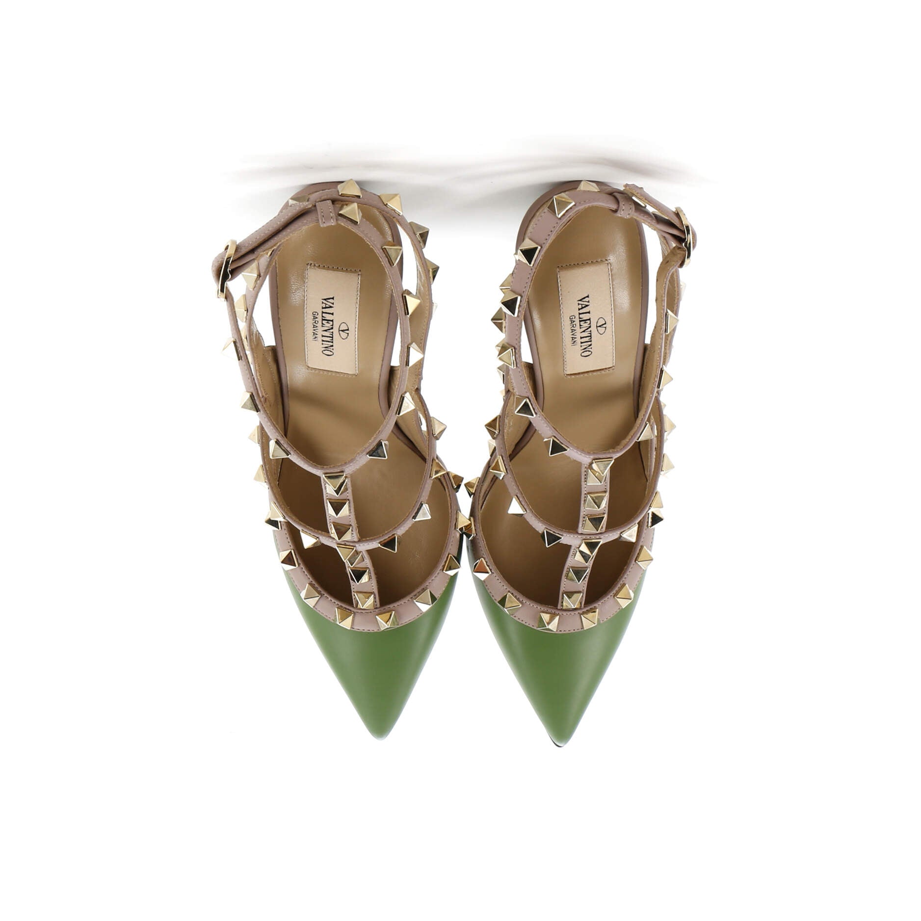 Women's Rockstud Ankle Strap Pumps Leather 100