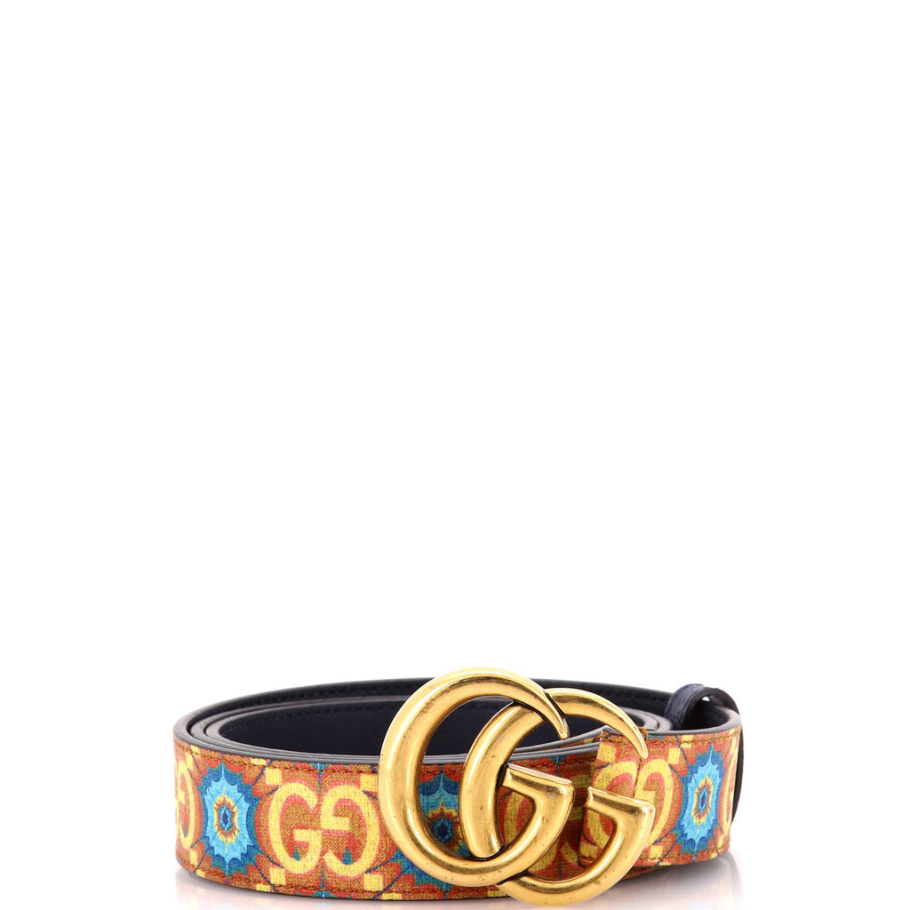 Aria 100th Anniversary GG Marmont Belt Kaleidoscope Print GG Coated Canvas Medium