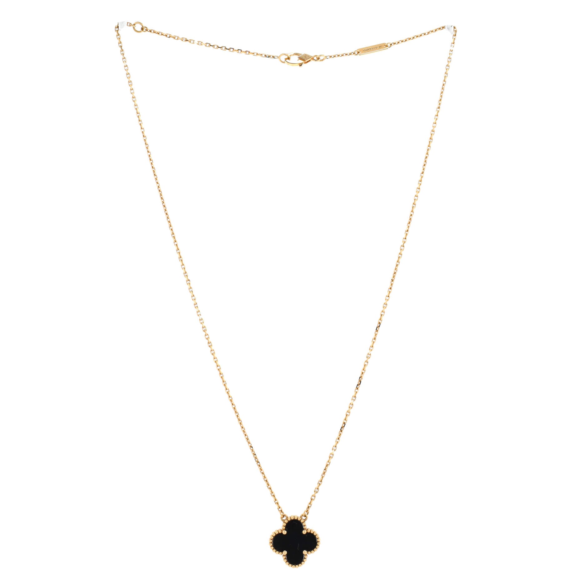 Vintage Alhambra Pendant Necklace 18K Yellow Gold and Onyx