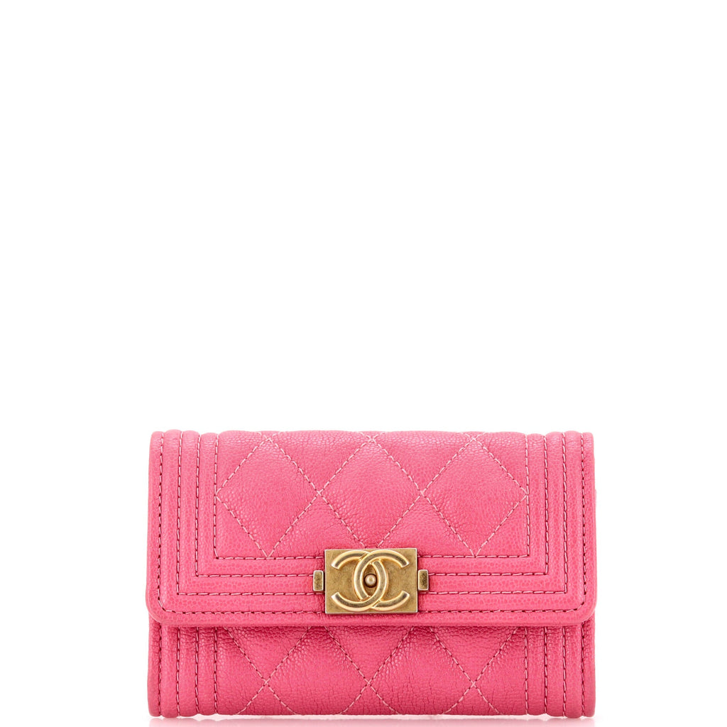 Boy Flap Card Case Quilted Caviar