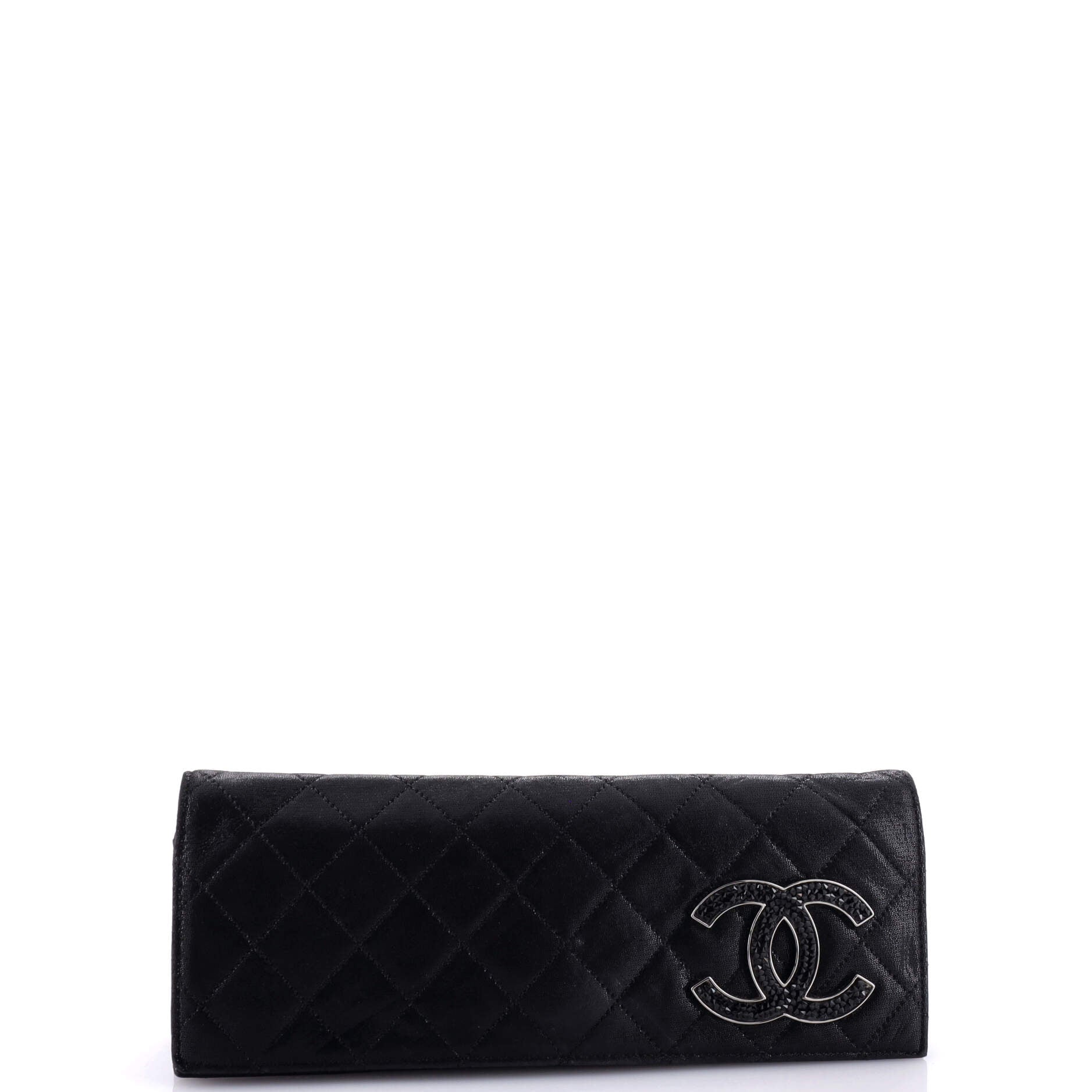 Strass CC Clutch Quilted Iridescent Calfskin Long