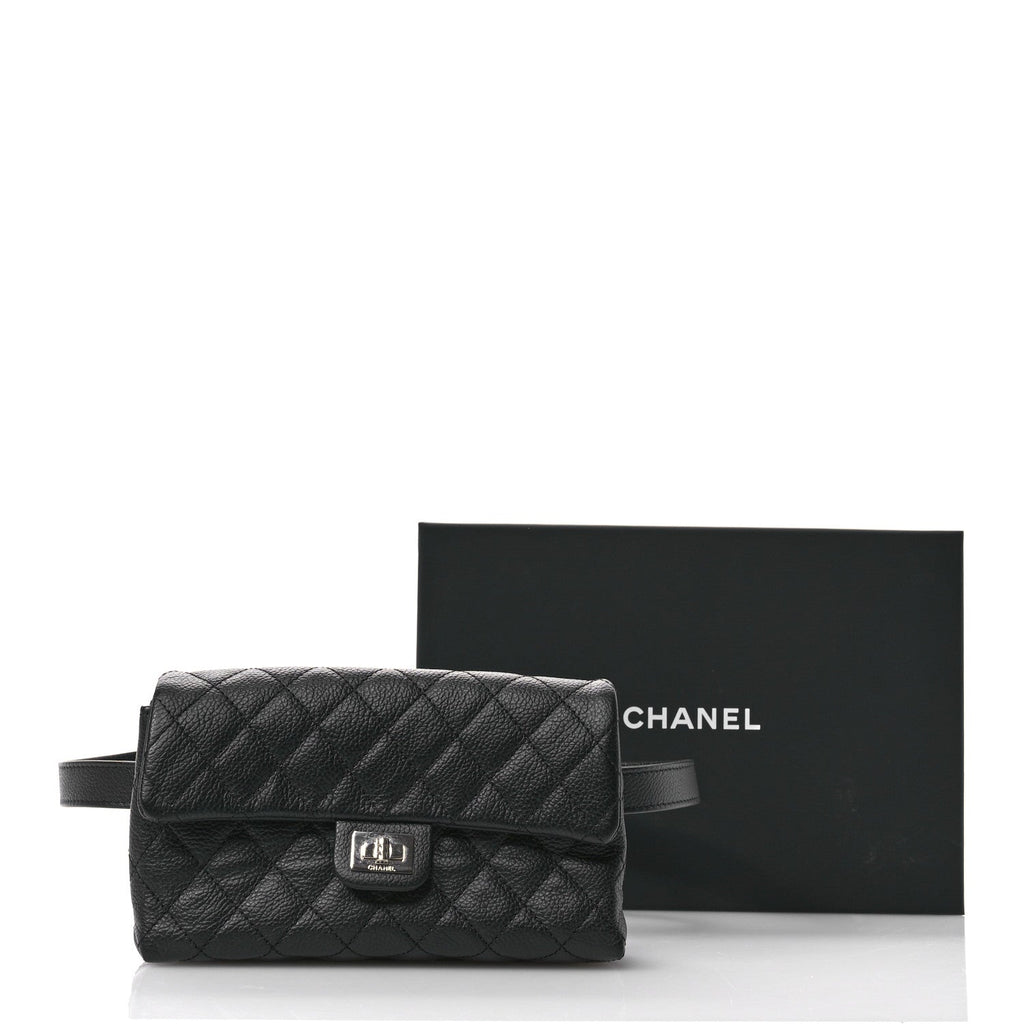Grained Calfskin Quilted 2.55 Reissue Flap Belt Bag Clutch  Black