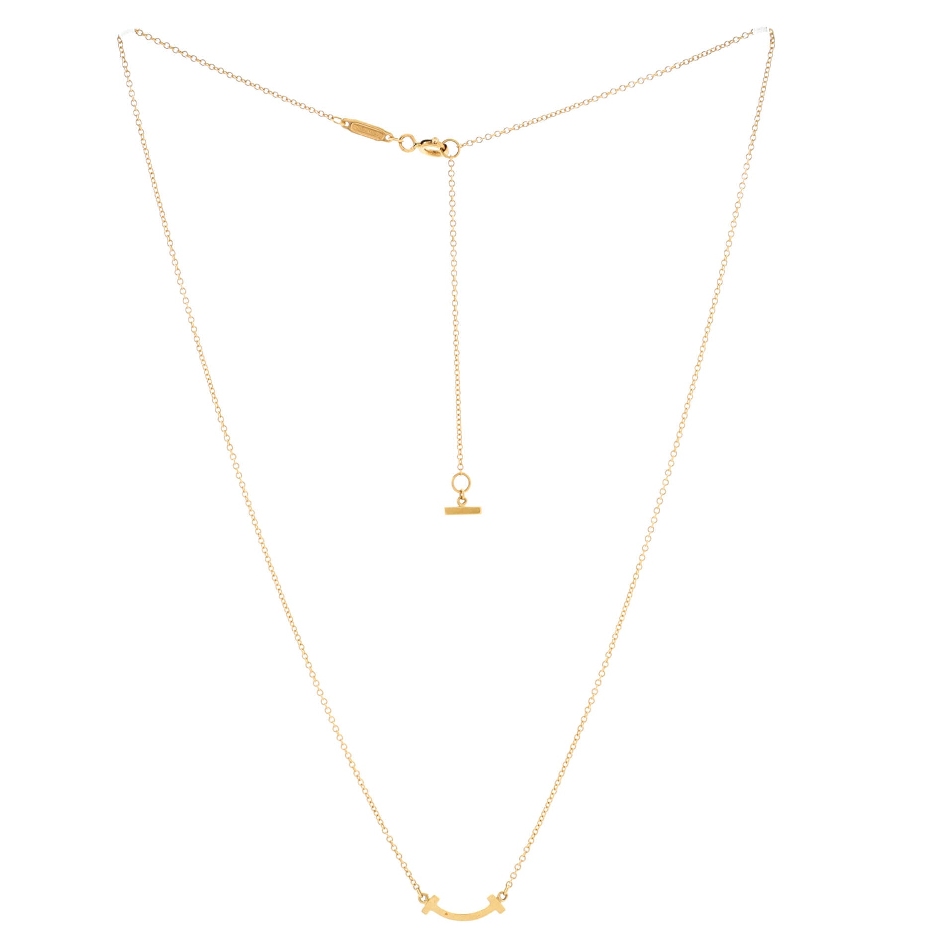 T Smile Pendant Necklace 18K Yellow Gold Mini