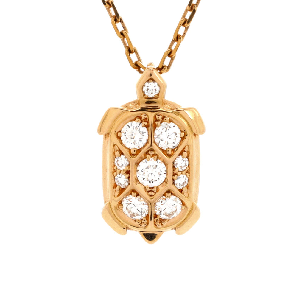 Tortue Pendant Necklace 18K Rose Gold and Diamonds