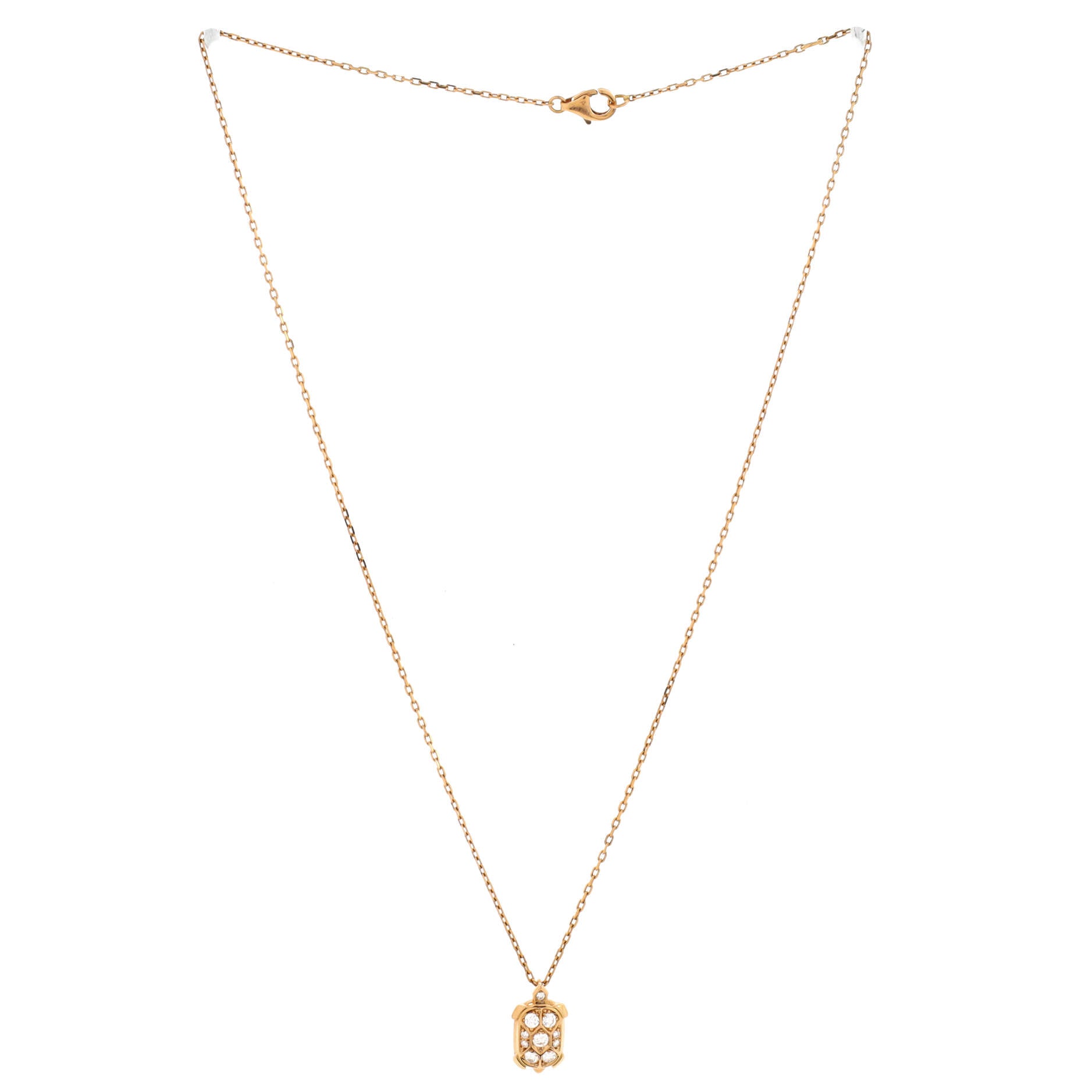 Tortue Pendant Necklace 18K Rose Gold and Diamonds