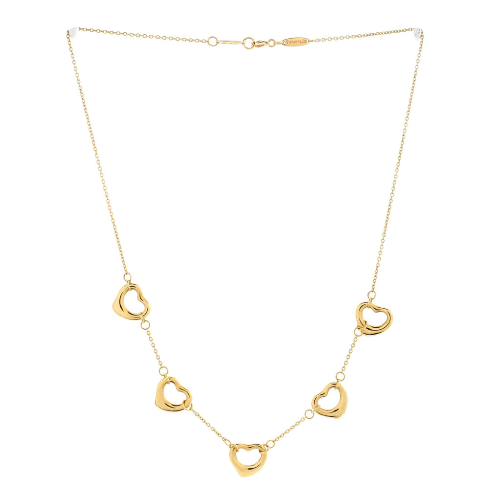 Elsa Peretti 5 Motifs Open Heart Necklace 18K Yellow Gold