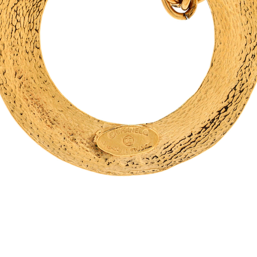 Vintage Double Strand Circle Pendant Necklace Metal