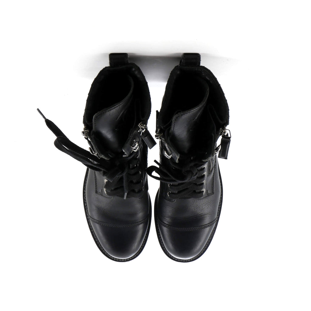 Women's CC Zip Up Combat Boots Quilted Leather