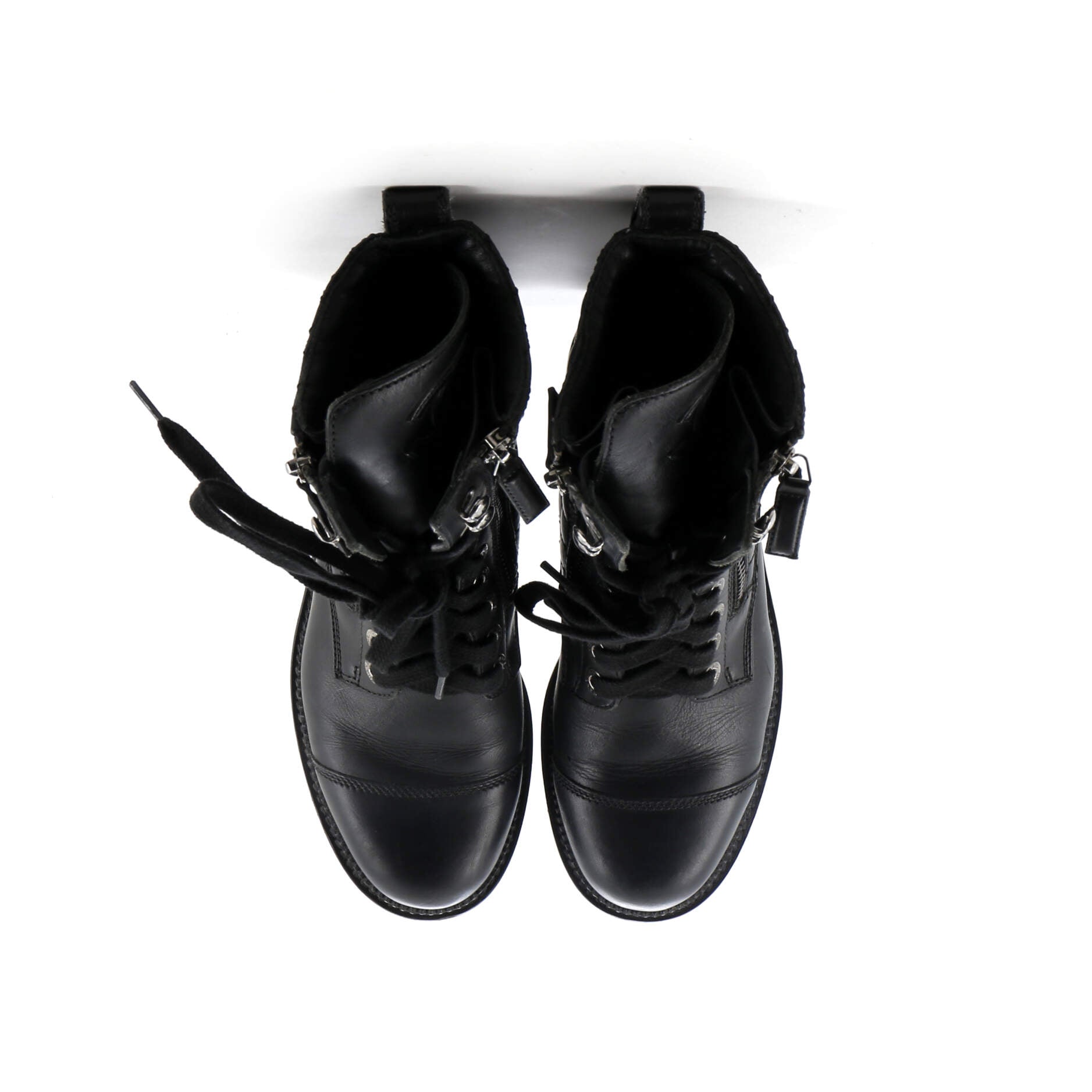 Women's CC Zip Up Combat Boots Quilted Leather