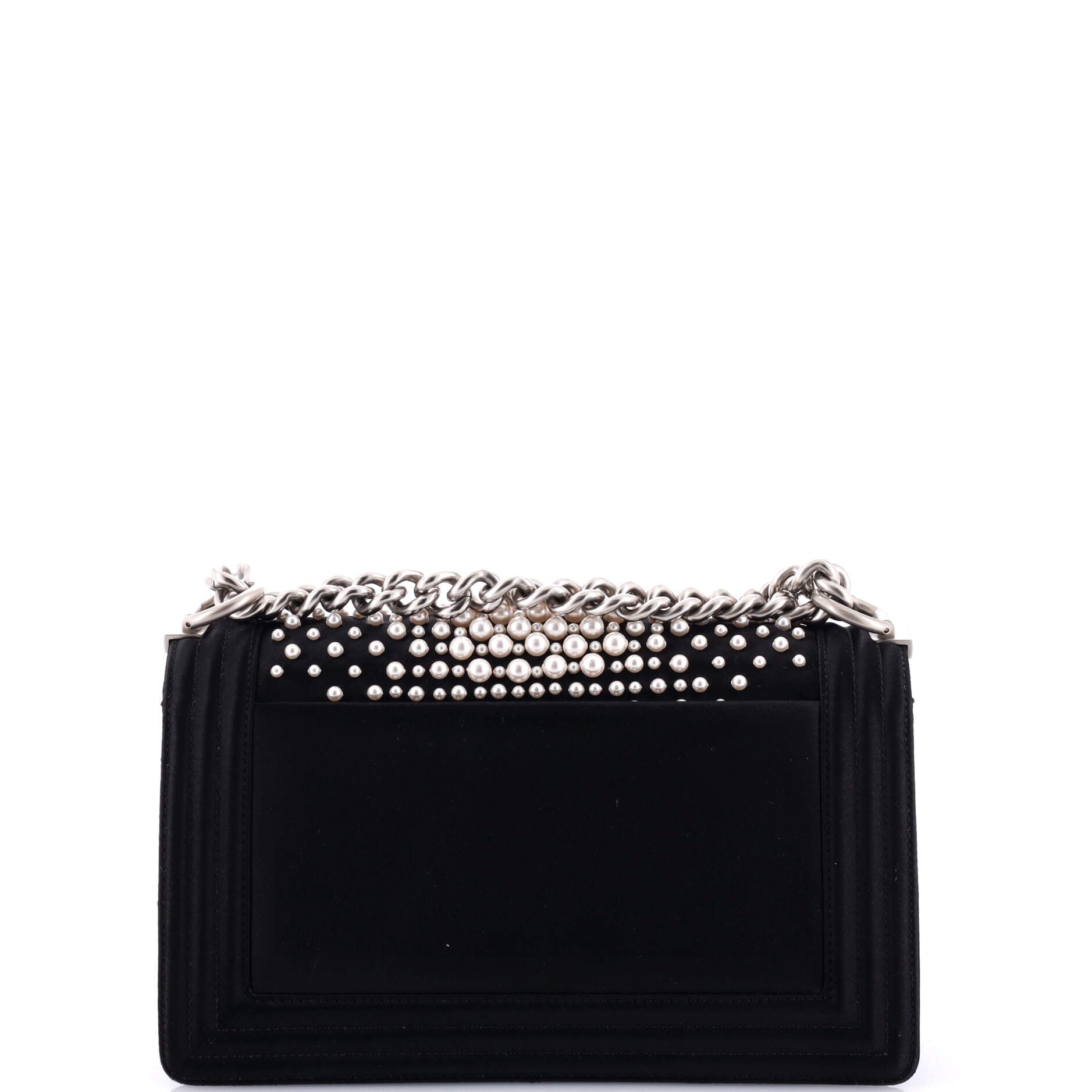 Boy Flap Bag Pearl Embellished Satin Old Medium
