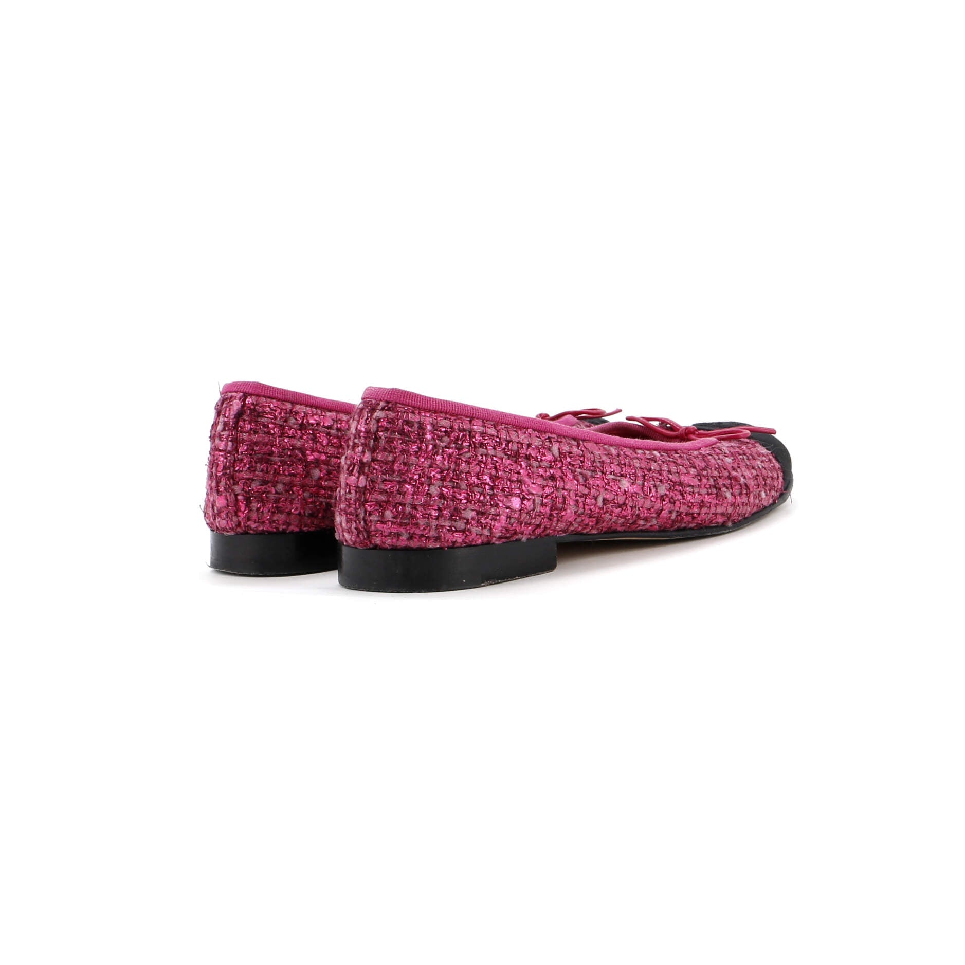 Women's CC Cap Toe Bow Ballerina Flats Tweed with Grosgrain