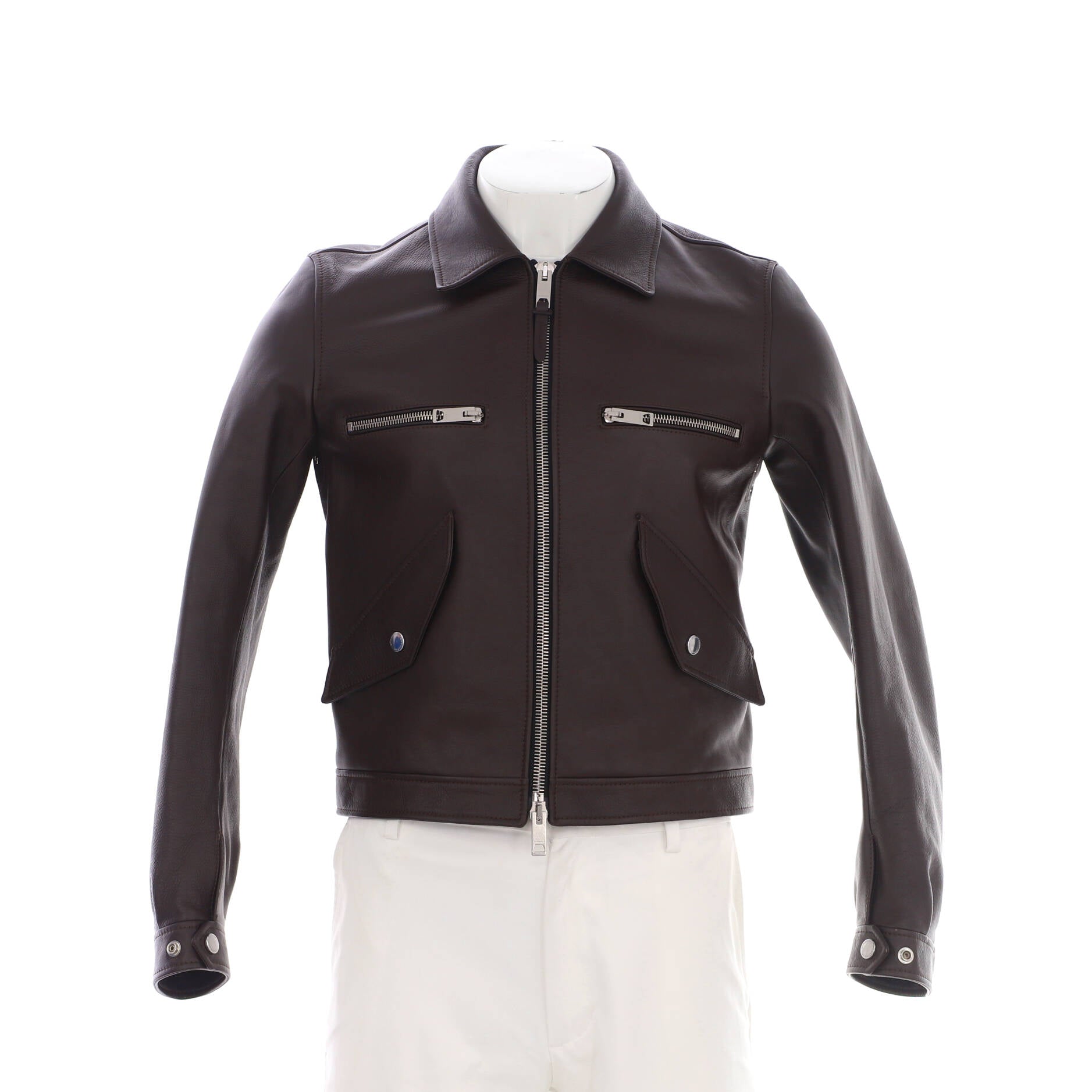 Men's Zip Pocket Biker Jacket Leather