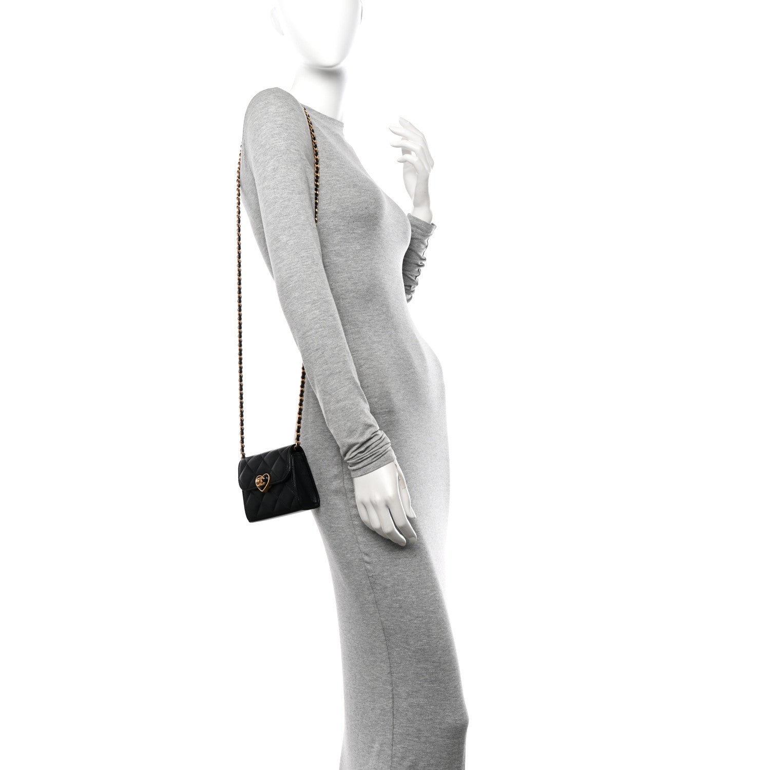 Lambskin Plexiglass Quilted Coco Love Clutch With Chain Black