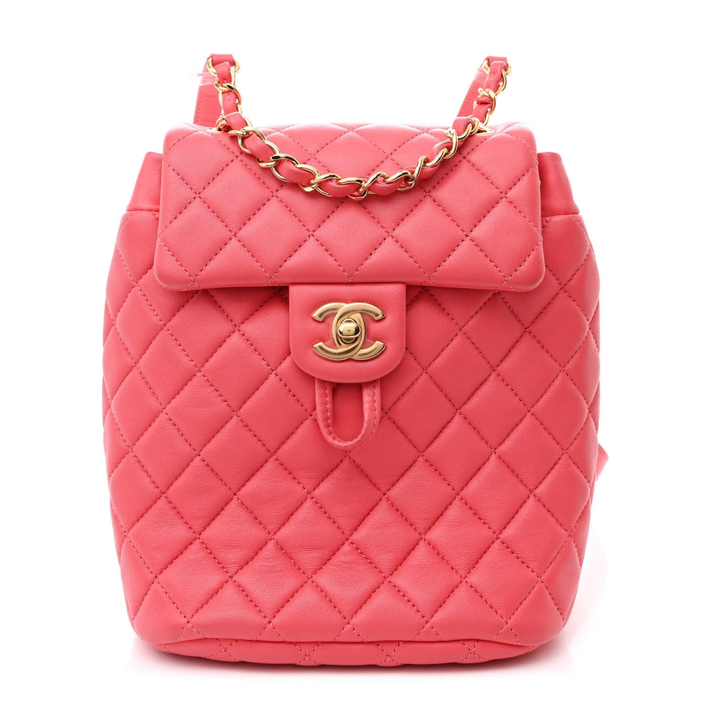 Lambskin Quilted Small Urban Spirit Backpack Dark Pink