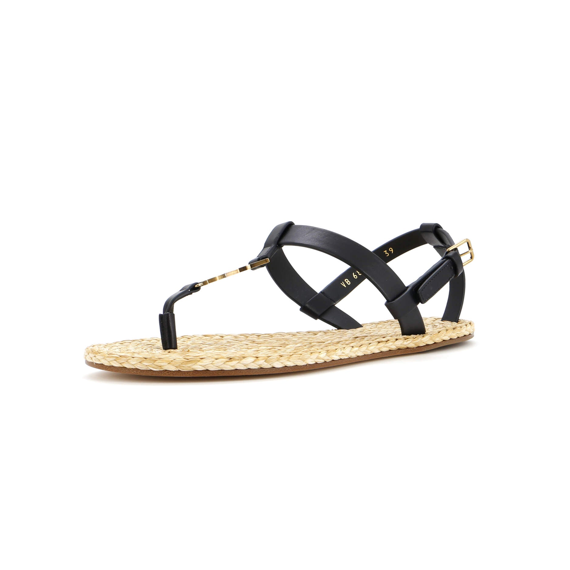 Women's Monogram Thong Sandals Leather and Raffia
